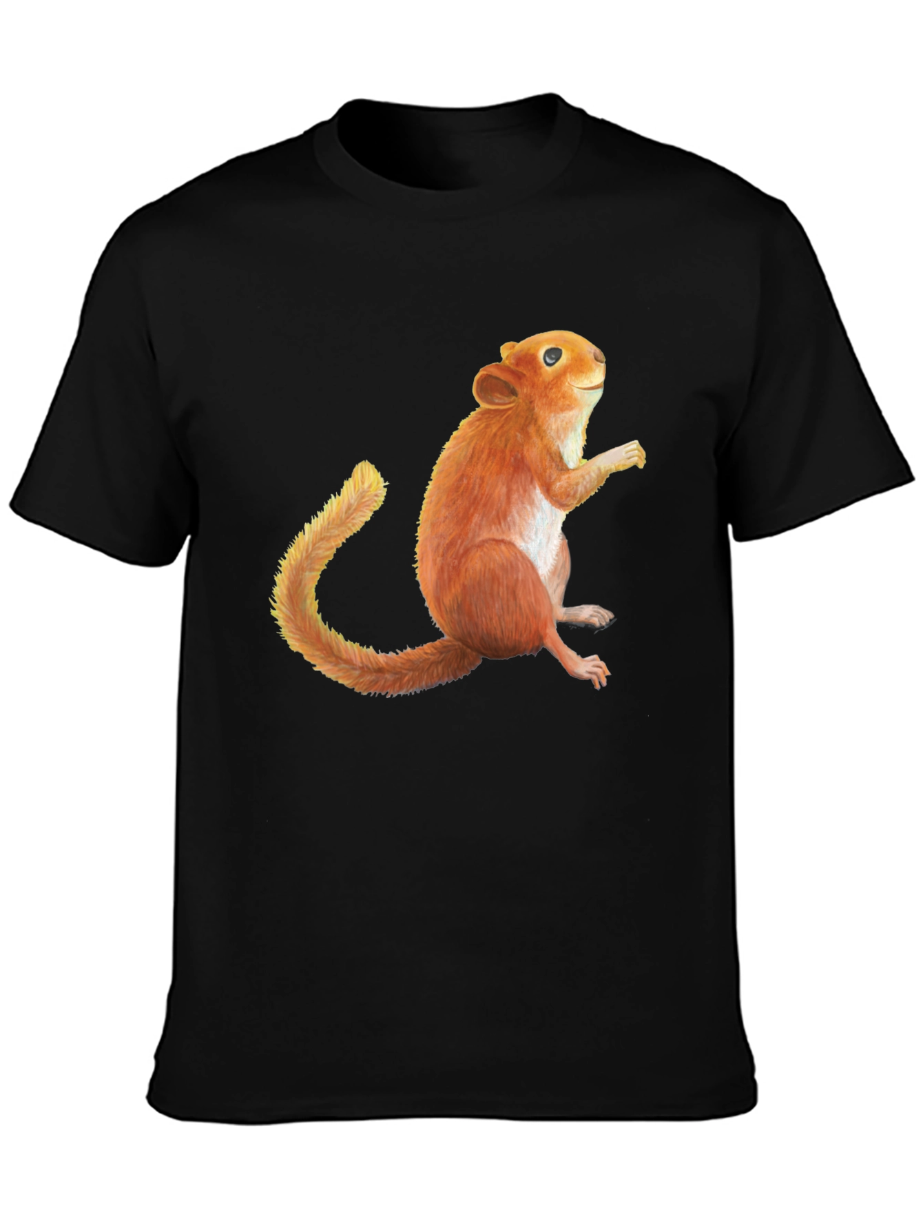 Squirrel Graphic Print Black T-Shirt
