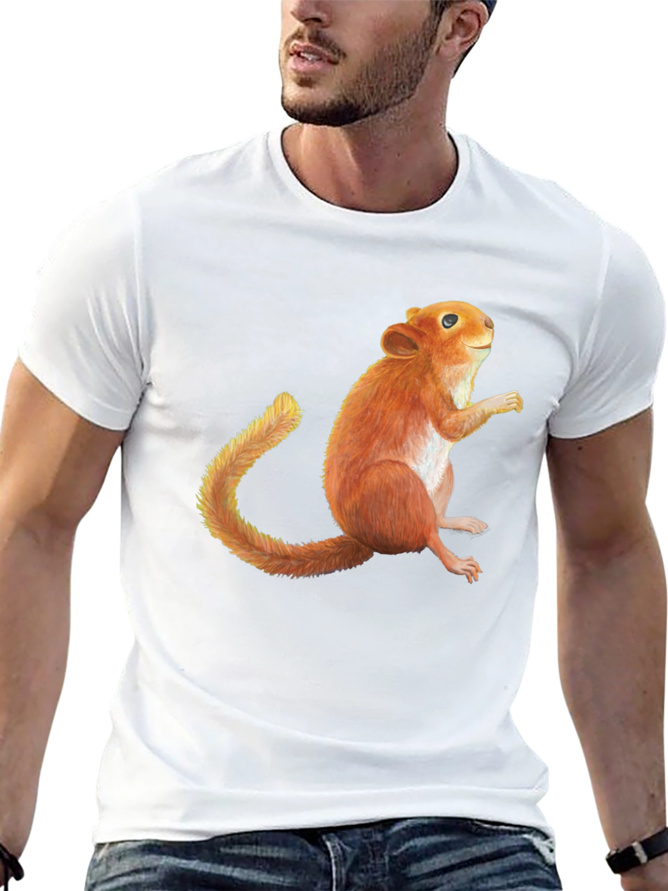 Squirrel Graphic Print Black T-Shirt