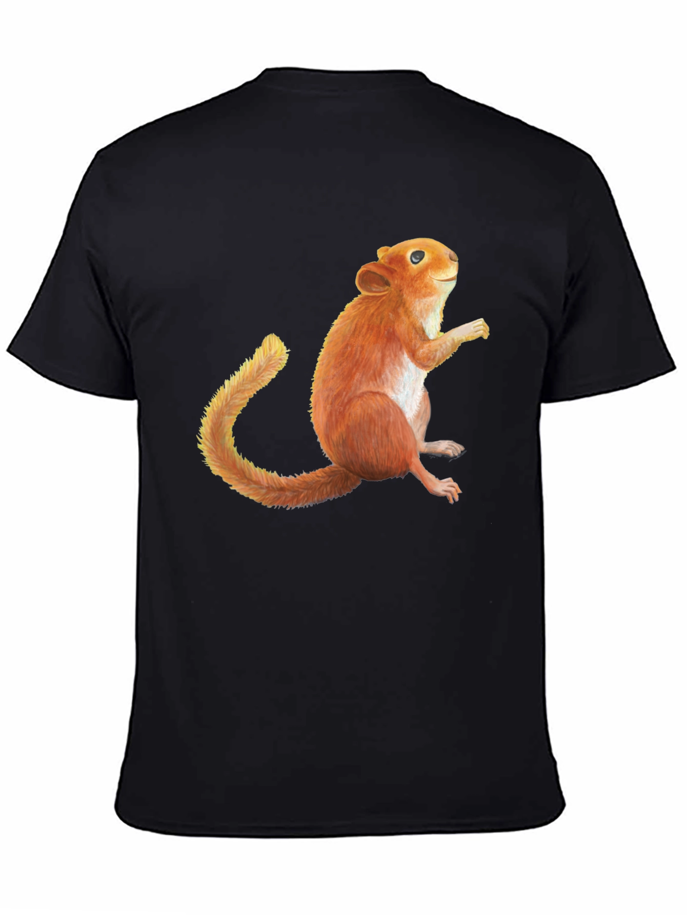 Squirrel Graphic Print Black T-Shirt