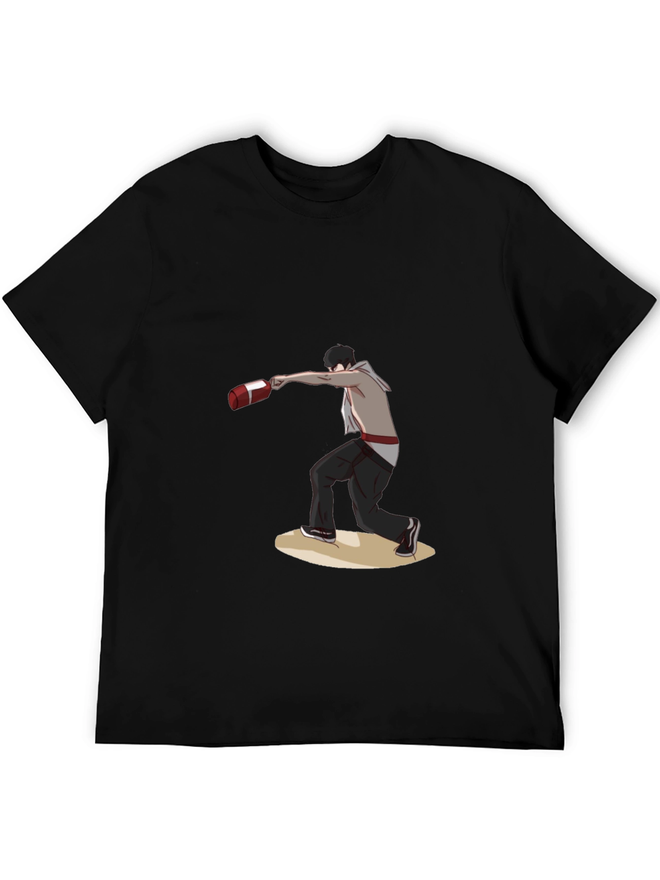 Black T-Shirt with Boxing Anime Design