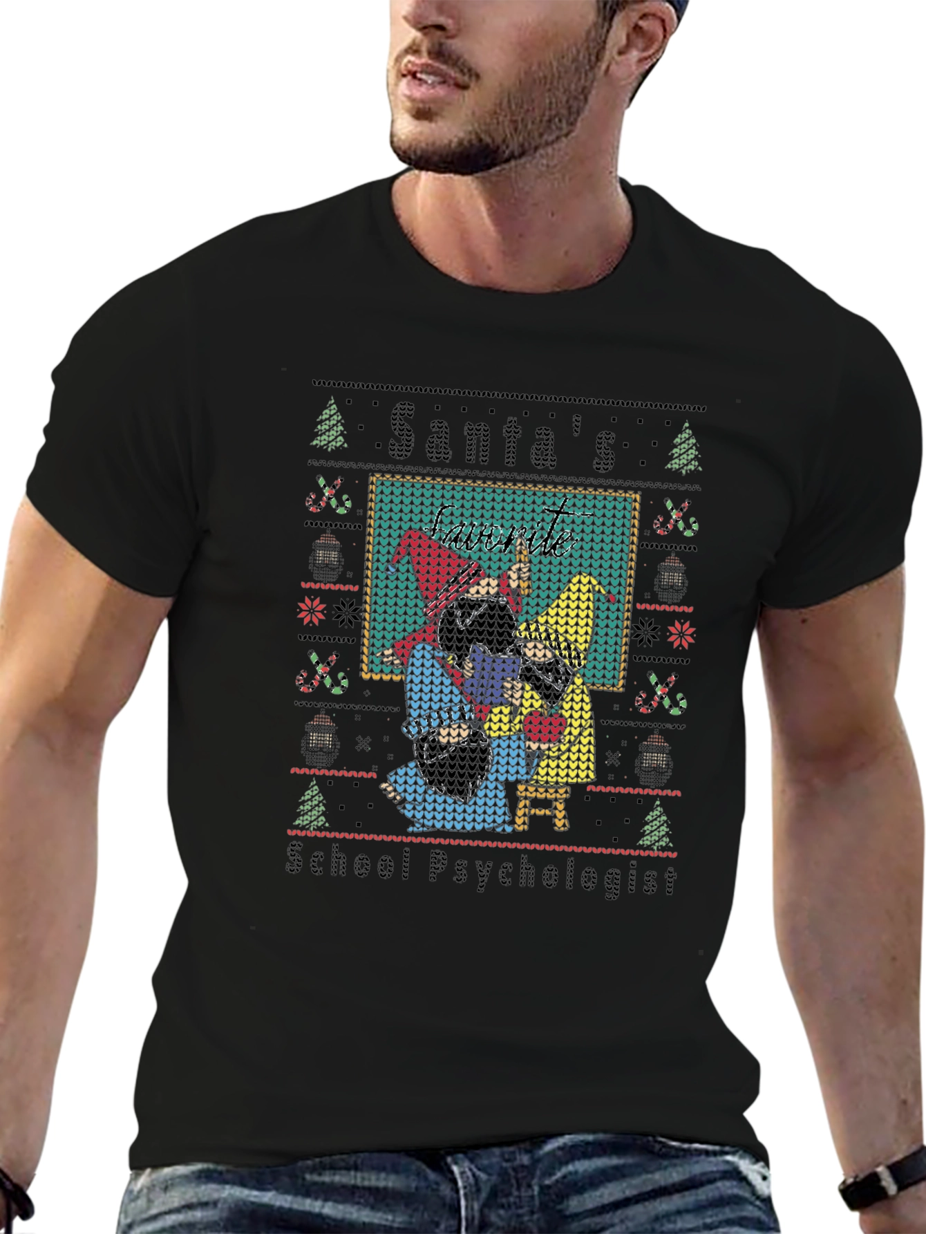 Santas School Psychologist Ugly Christmas Sweater T-Shirt