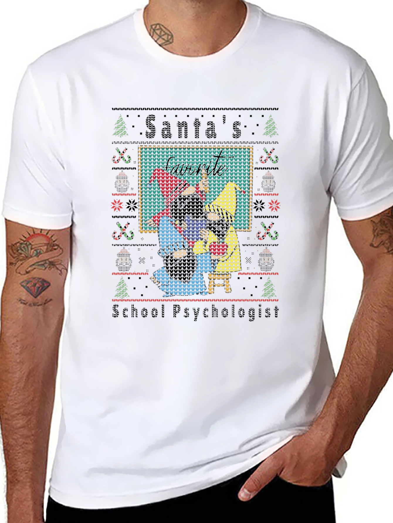 Santas School Psychologist Ugly Christmas Sweater T-Shirt