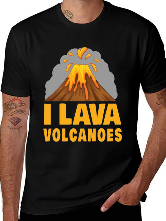 I Lava Volcanoes Mens Black T-Shirt - Graphic Print