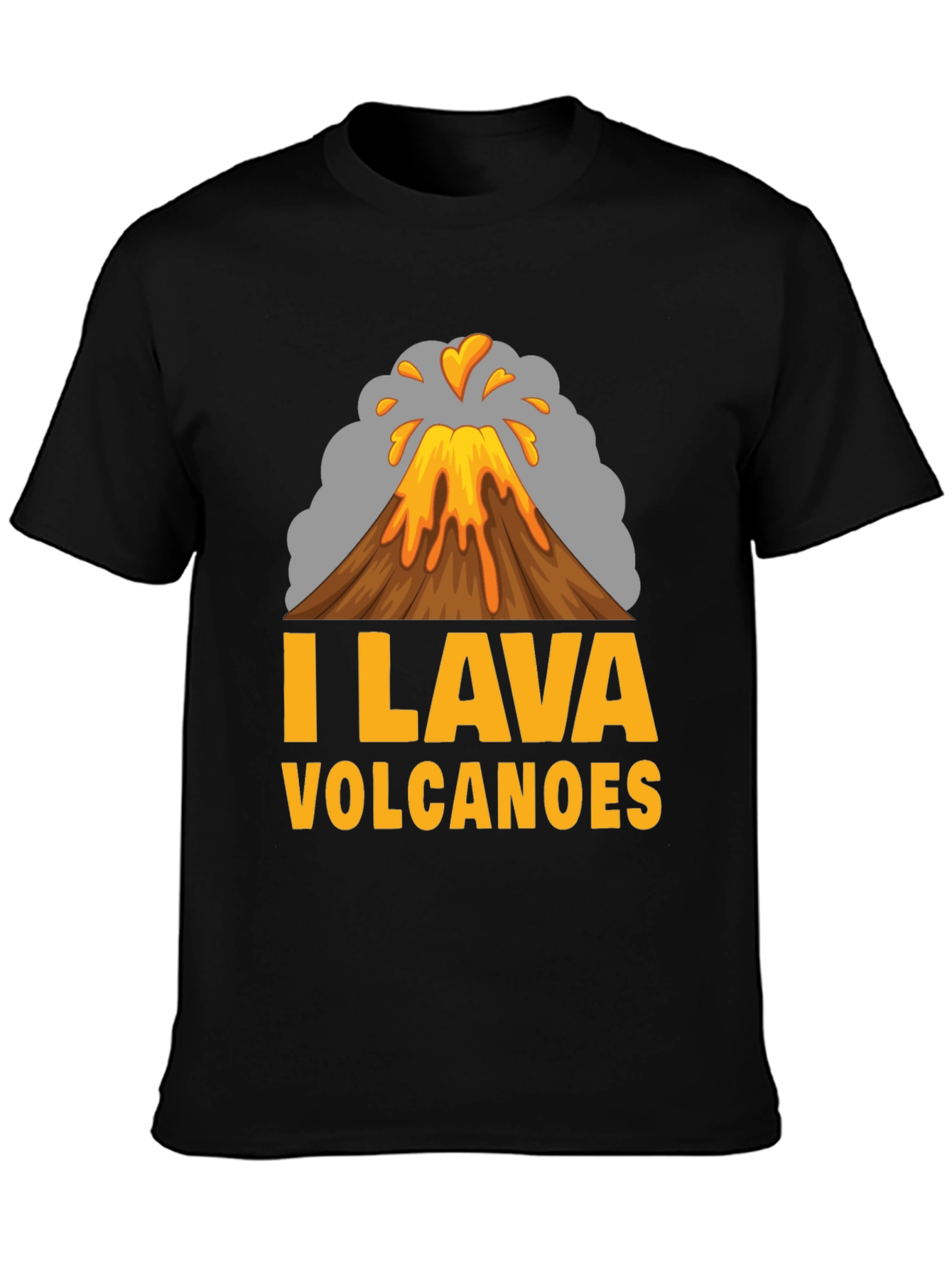 I Lava Volcanoes Mens Black T-Shirt - Graphic Print
