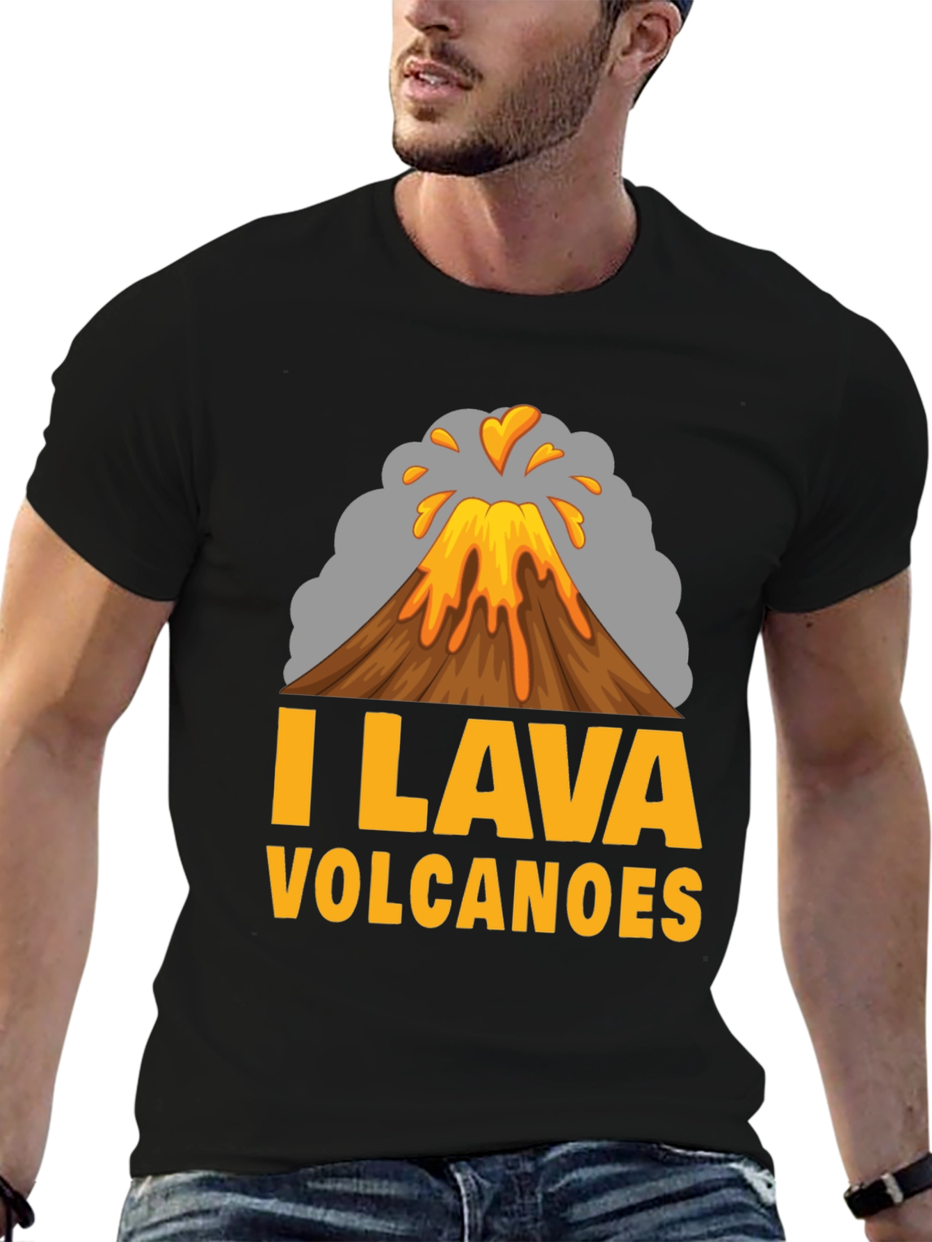 I Lava Volcanoes Mens Black T-Shirt - Graphic Print