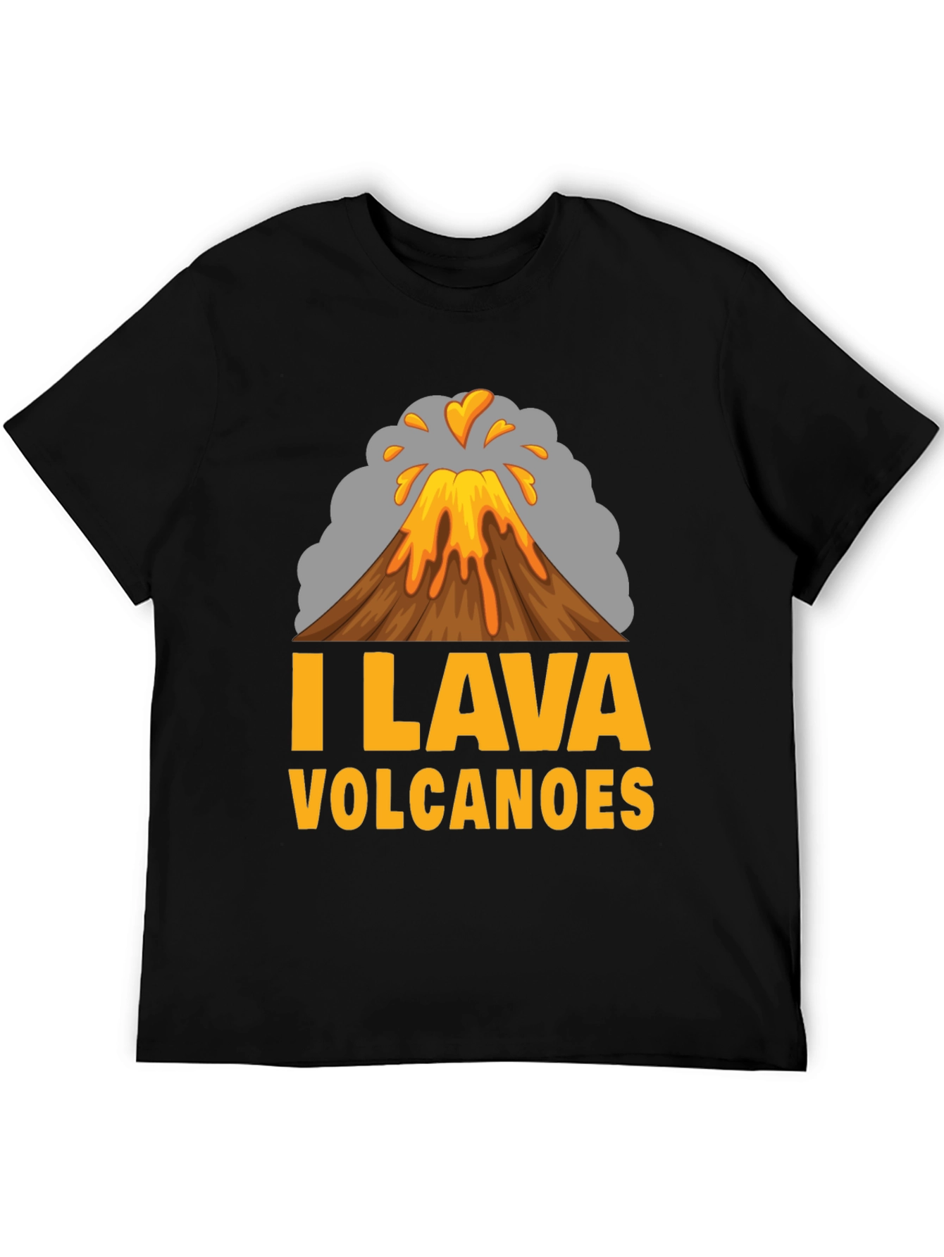 I Lava Volcanoes Mens Black T-Shirt - Graphic Print