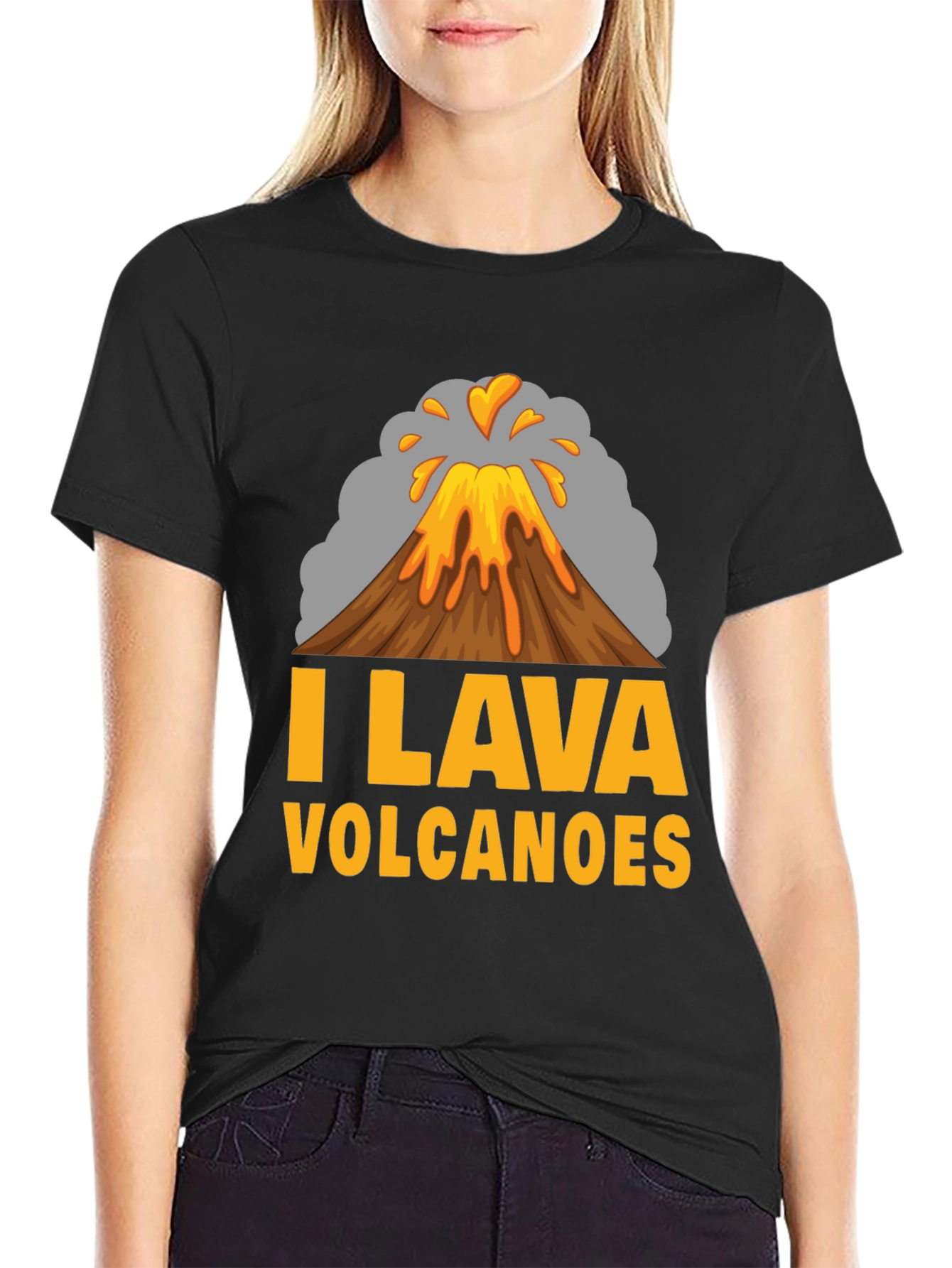 I Lava Volcanoes Mens Black T-Shirt - Graphic Print