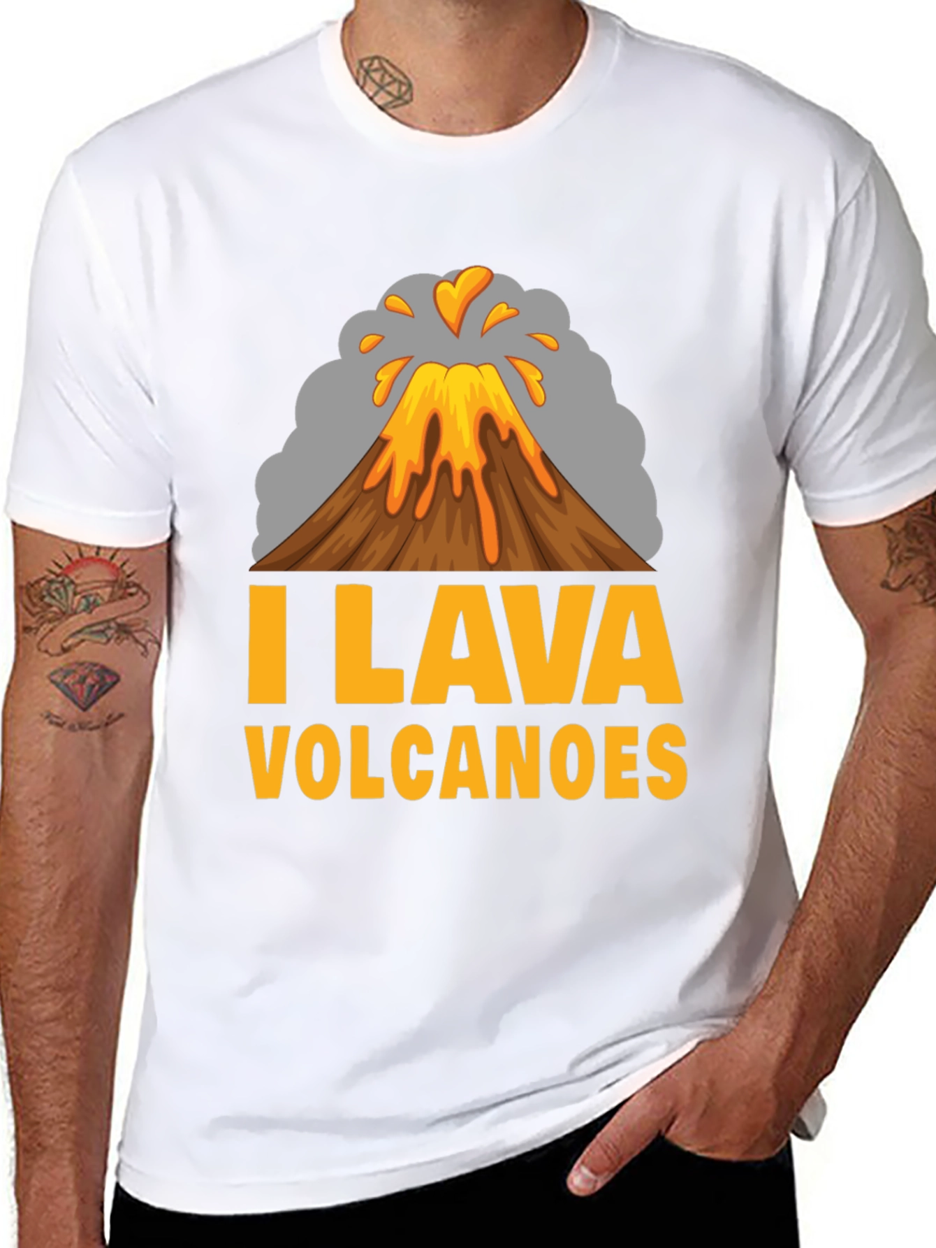 I Lava Volcanoes Mens Black T-Shirt - Graphic Print