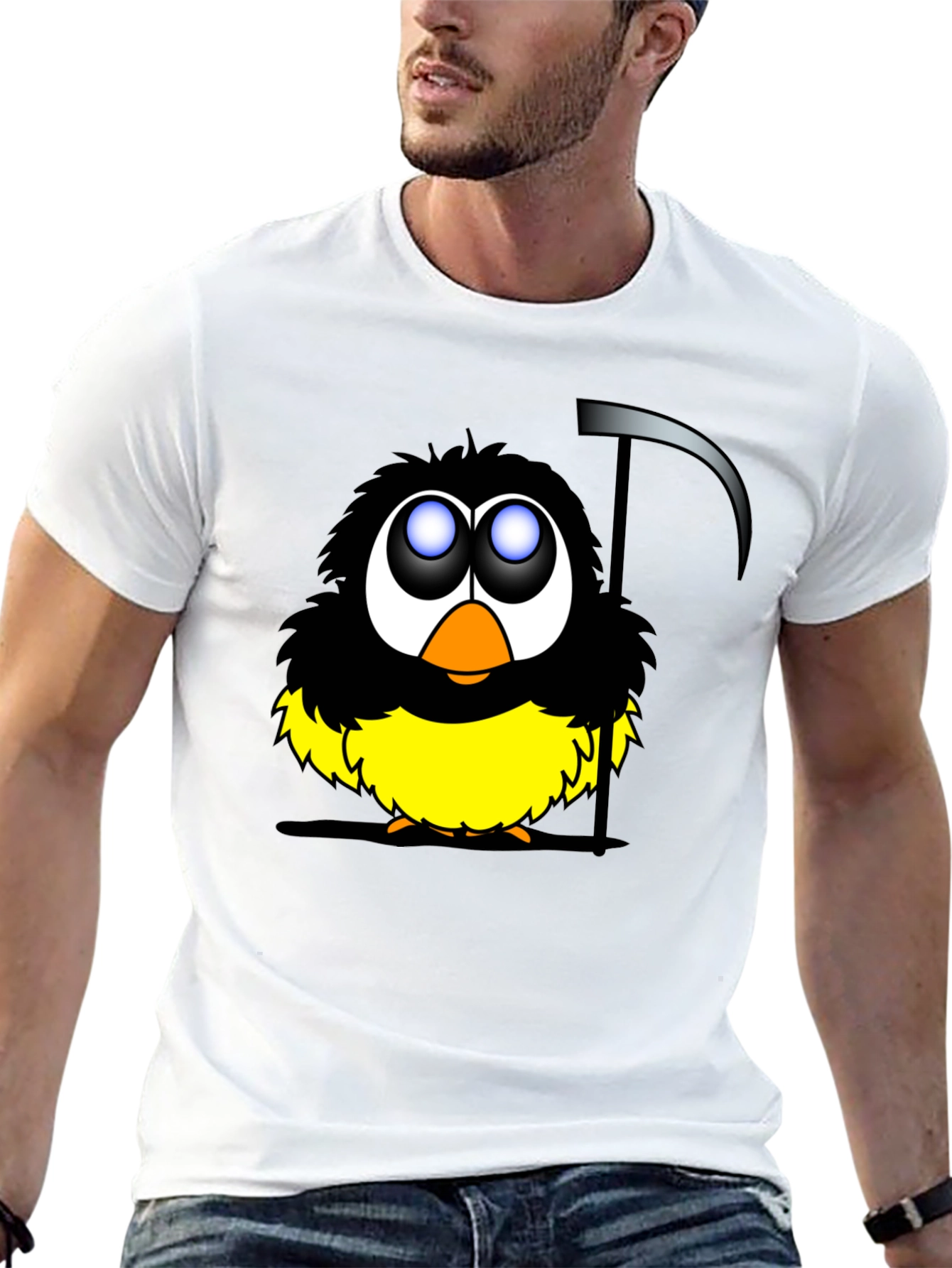 Grim Reaper Bird Graphic Black T-Shirt
