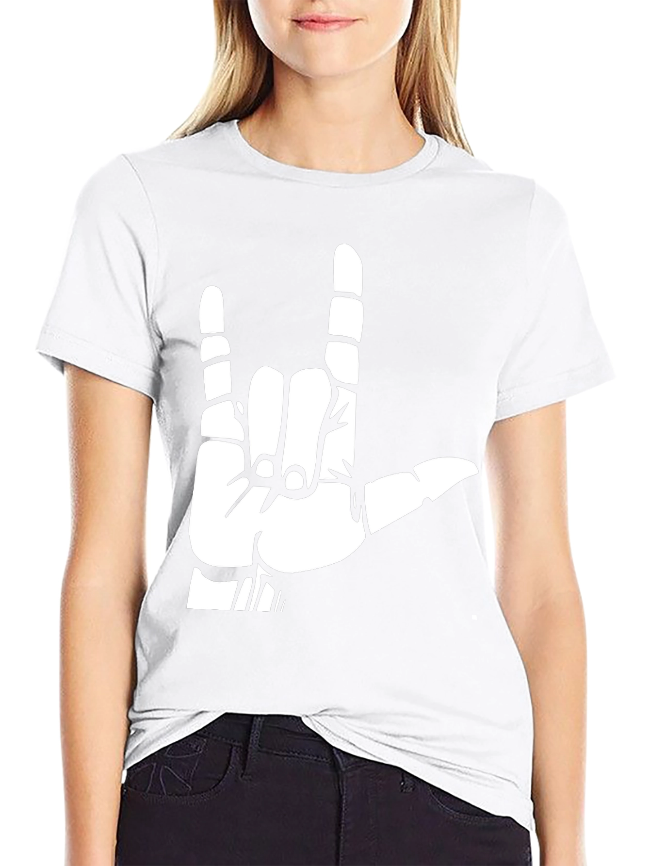 Rock On Hand Graphic Tee - Black Cotton T-Shirt