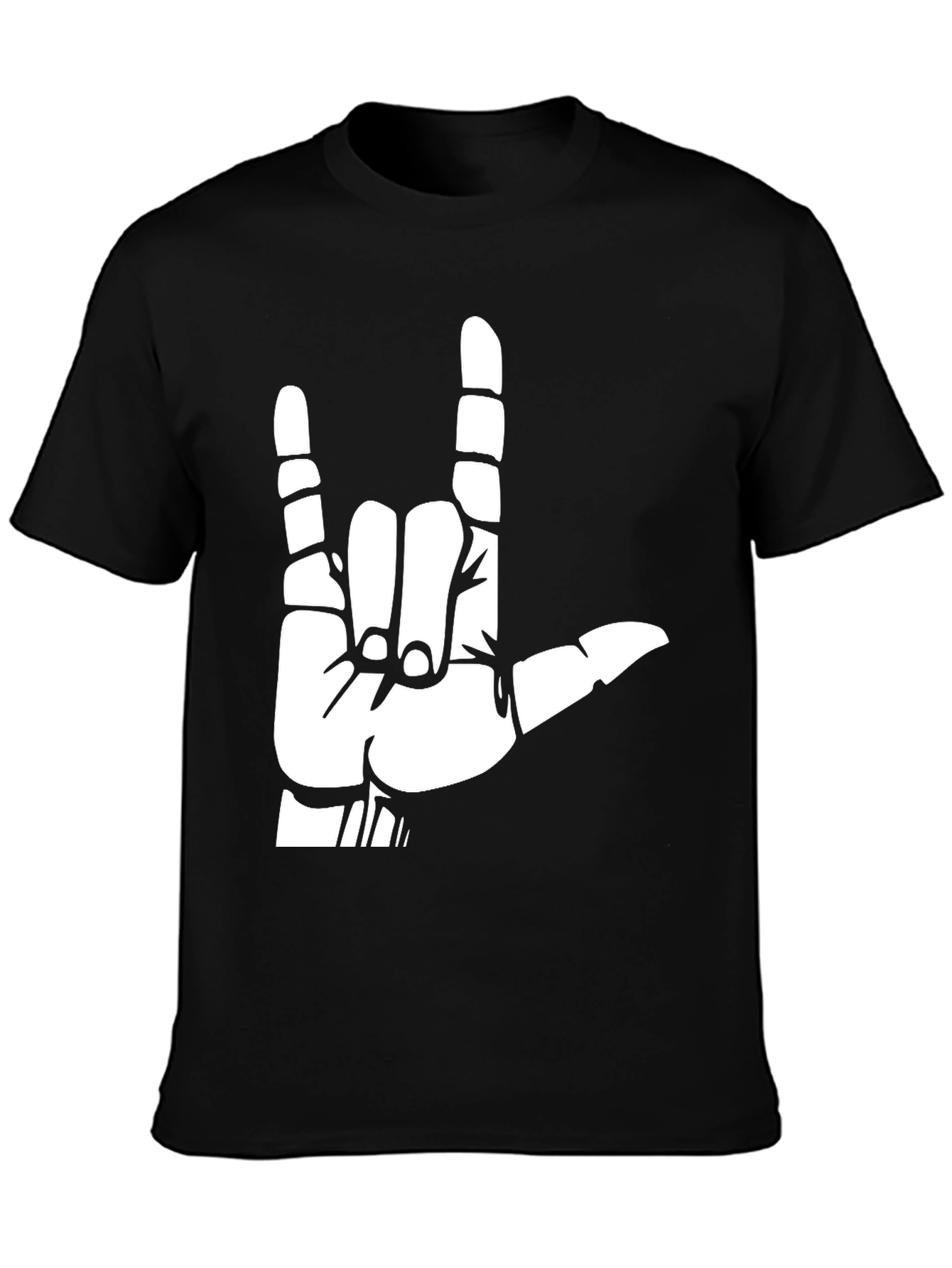 Rock On Hand Graphic Tee - Black Cotton T-Shirt