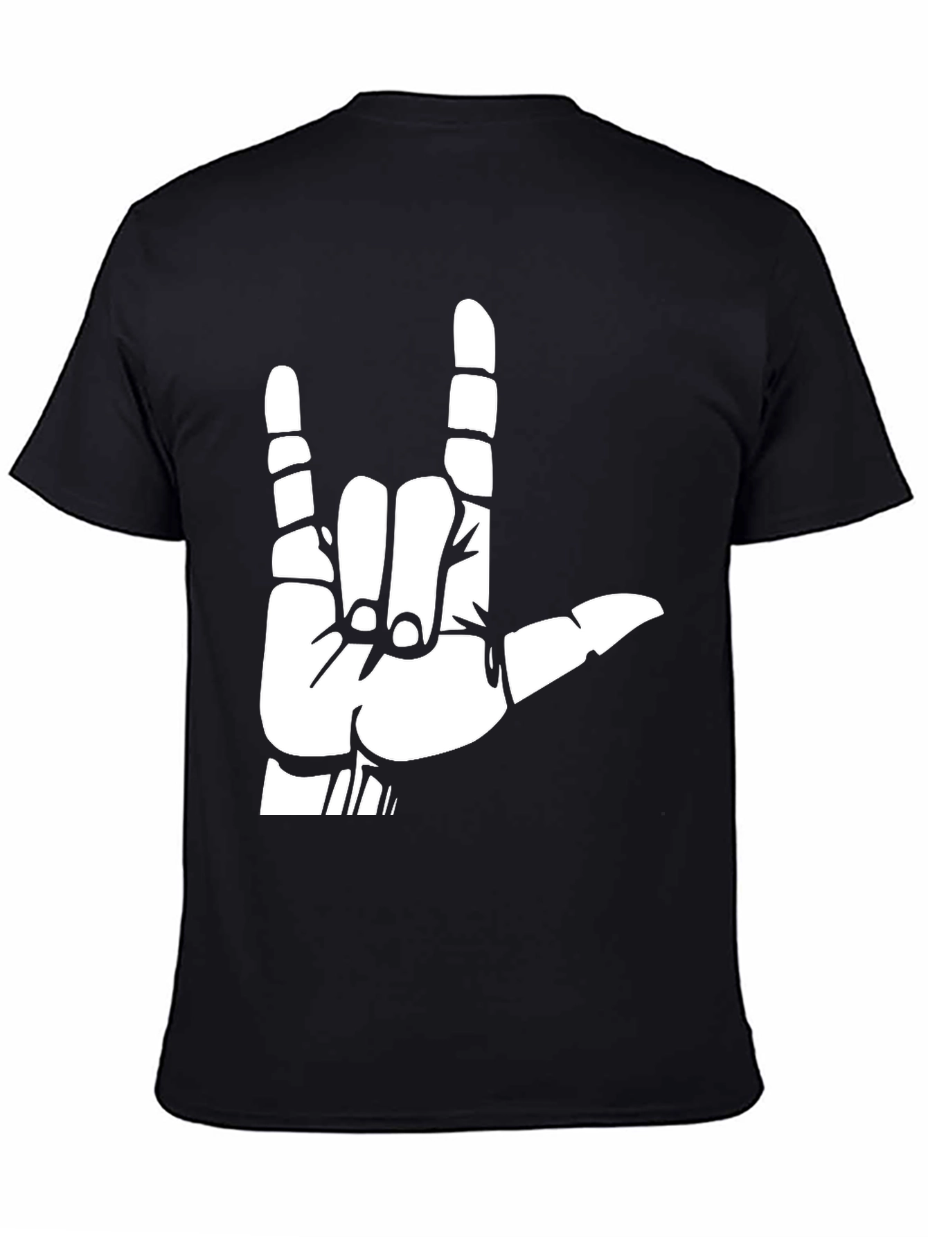 Rock On Hand Graphic Tee - Black Cotton T-Shirt