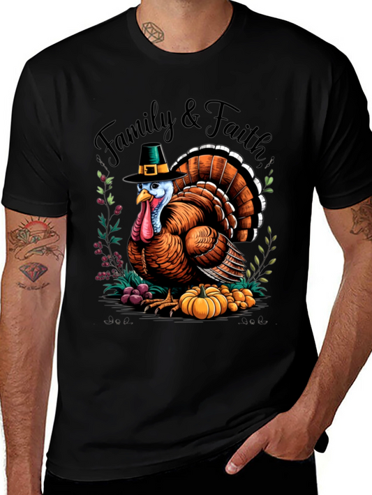 Family & Faith Thanksgiving Turkey Graphic Tee