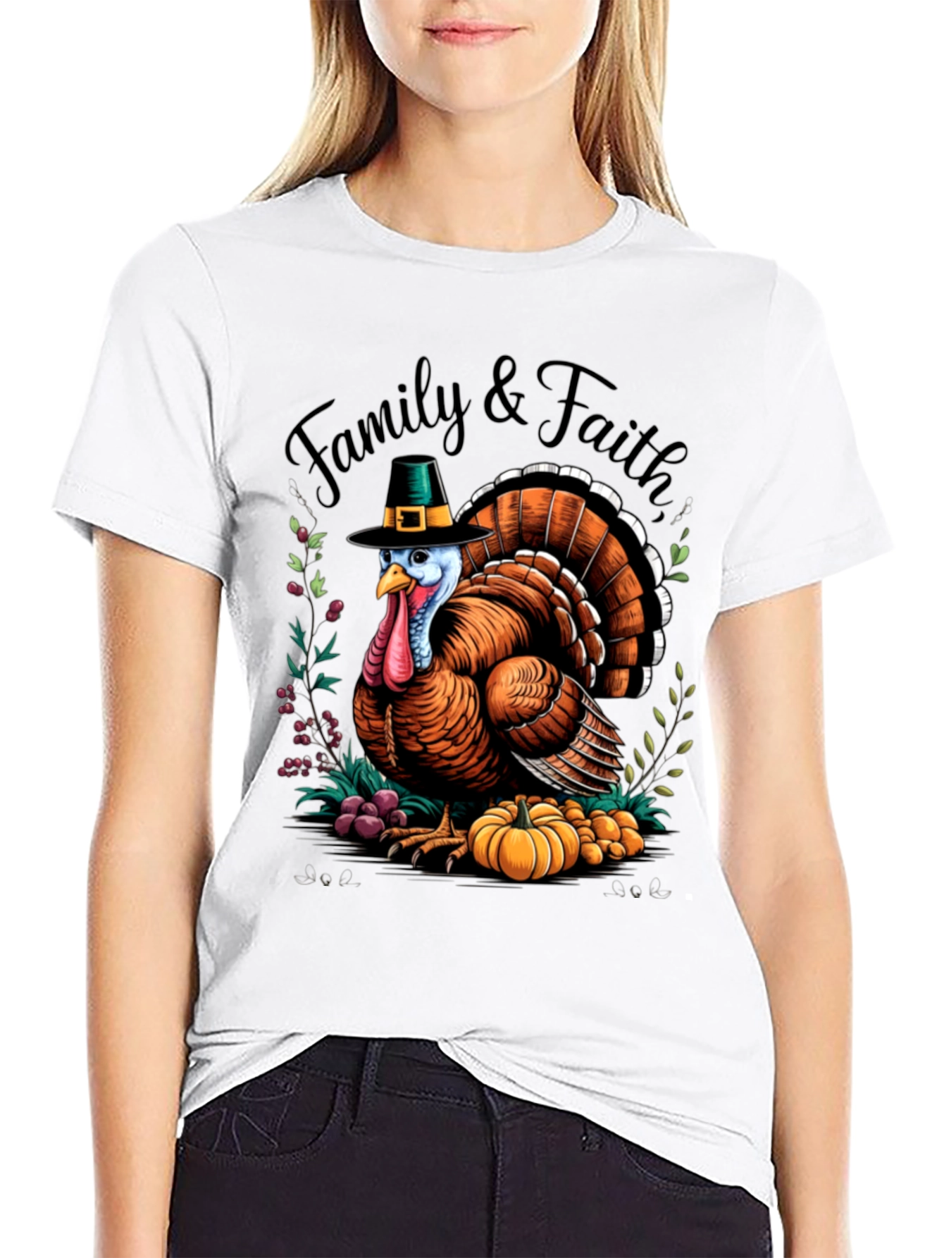 Family & Faith Thanksgiving Turkey Graphic Tee