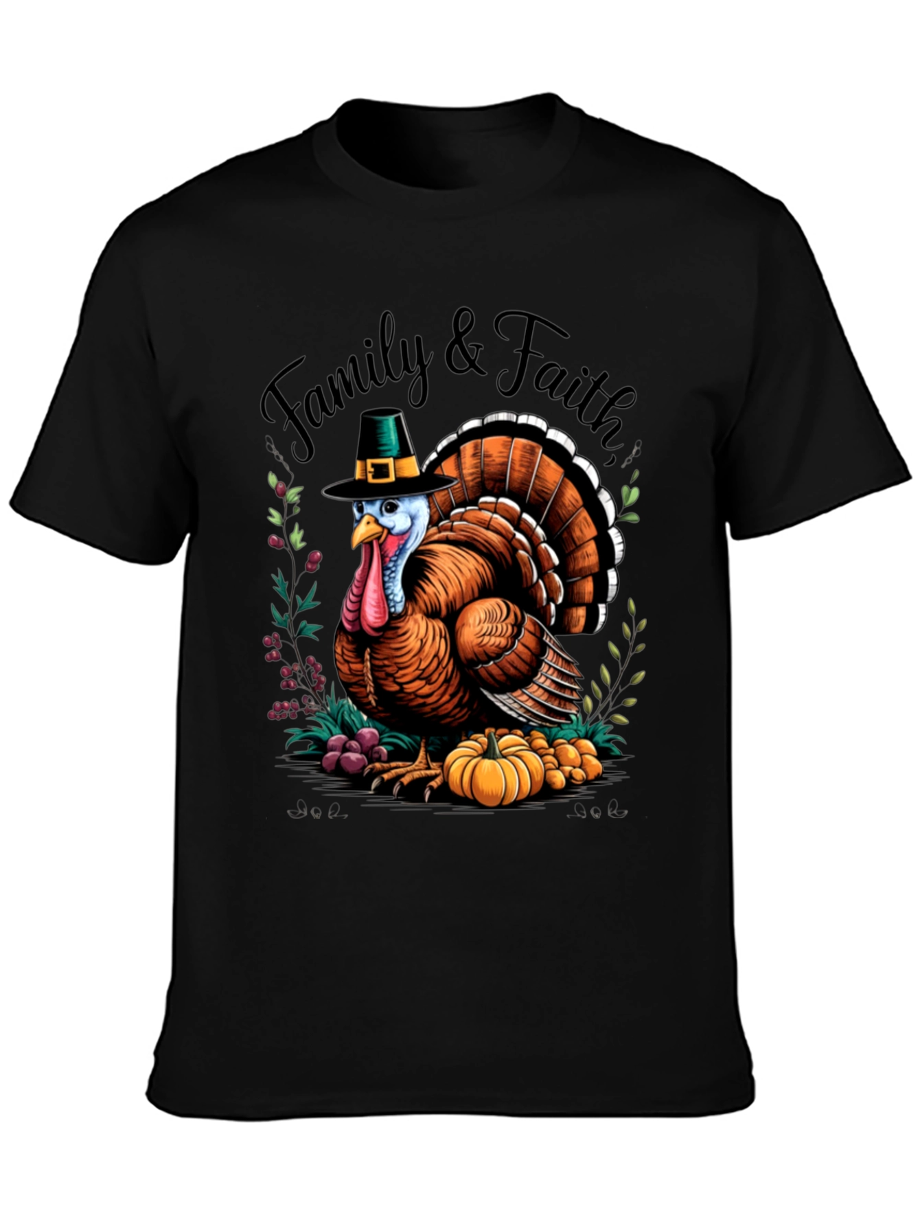Family & Faith Thanksgiving Turkey Graphic Tee