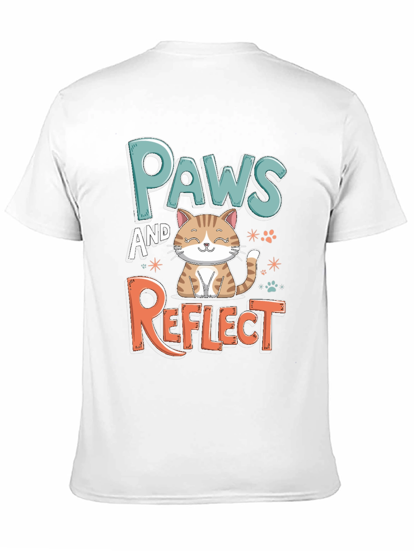 Paws and Reflect Cat Graphic Black T-Shirt