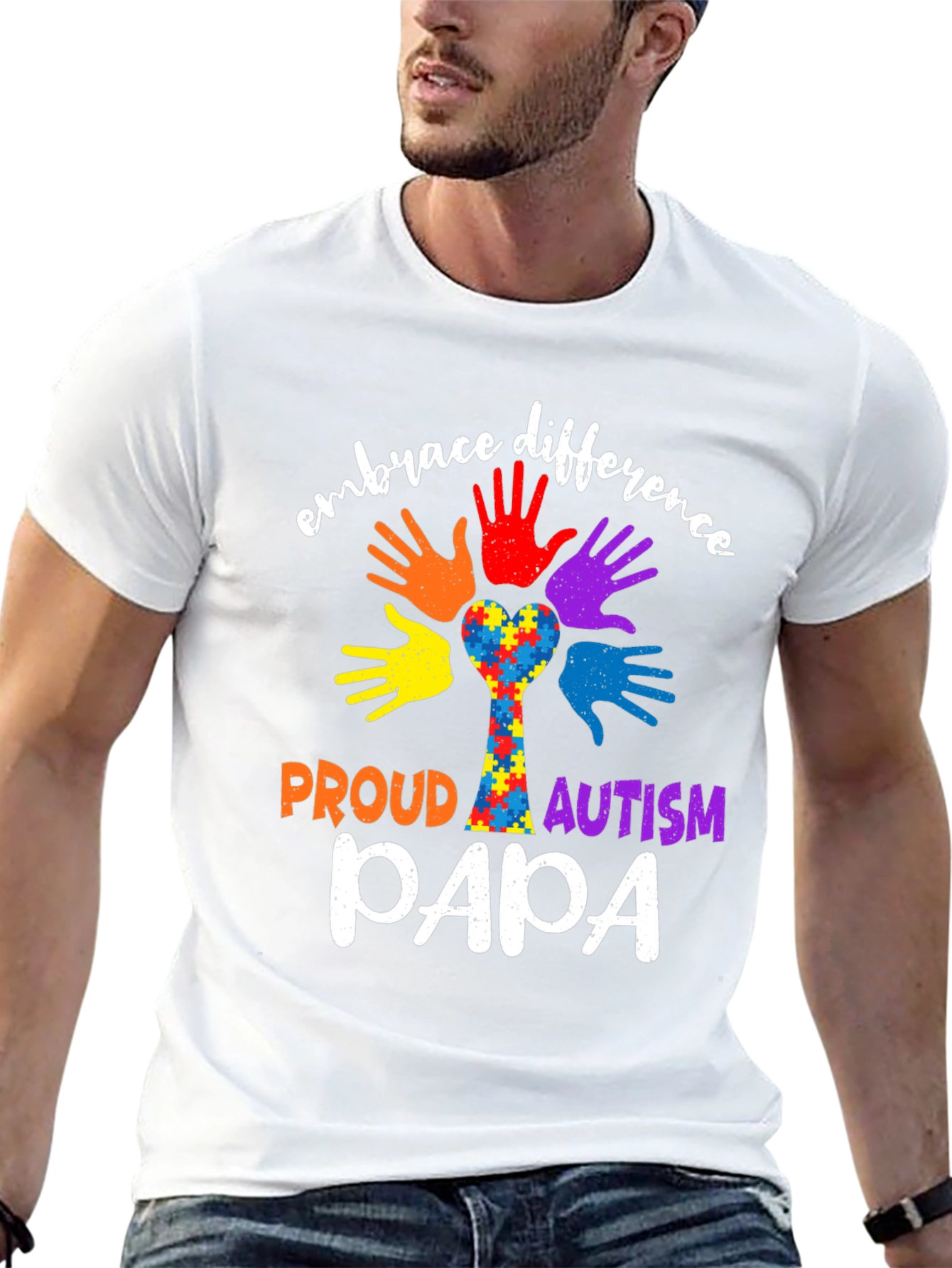 Proud Autism Papa Embrace Difference T-Shirt