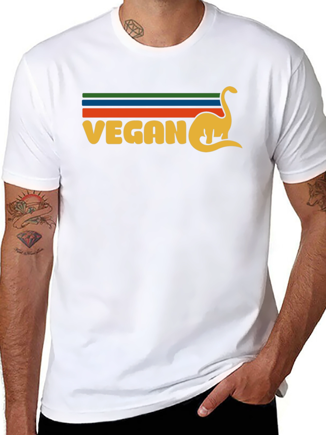 Vegan Dinosaur Graphic T-Shirt Retro Design