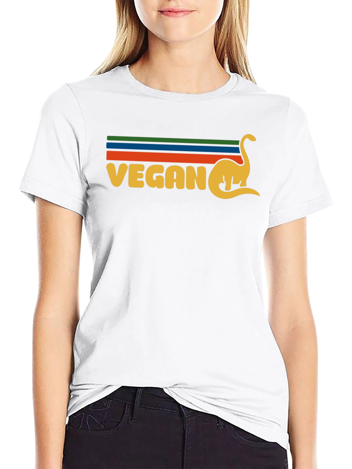 Vegan Dinosaur Graphic T-Shirt Retro Design