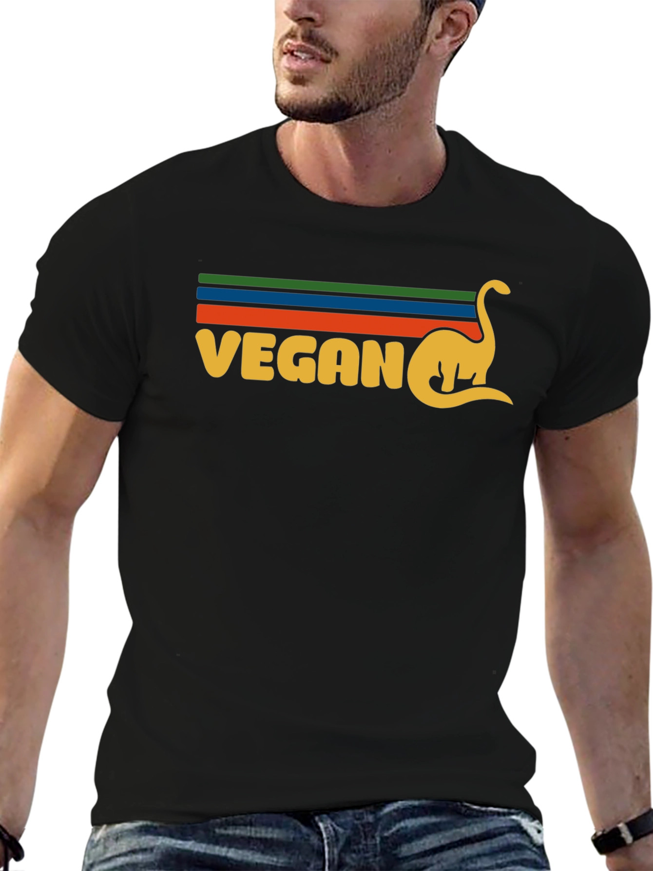 Vegan Dinosaur Graphic T-Shirt Retro Design