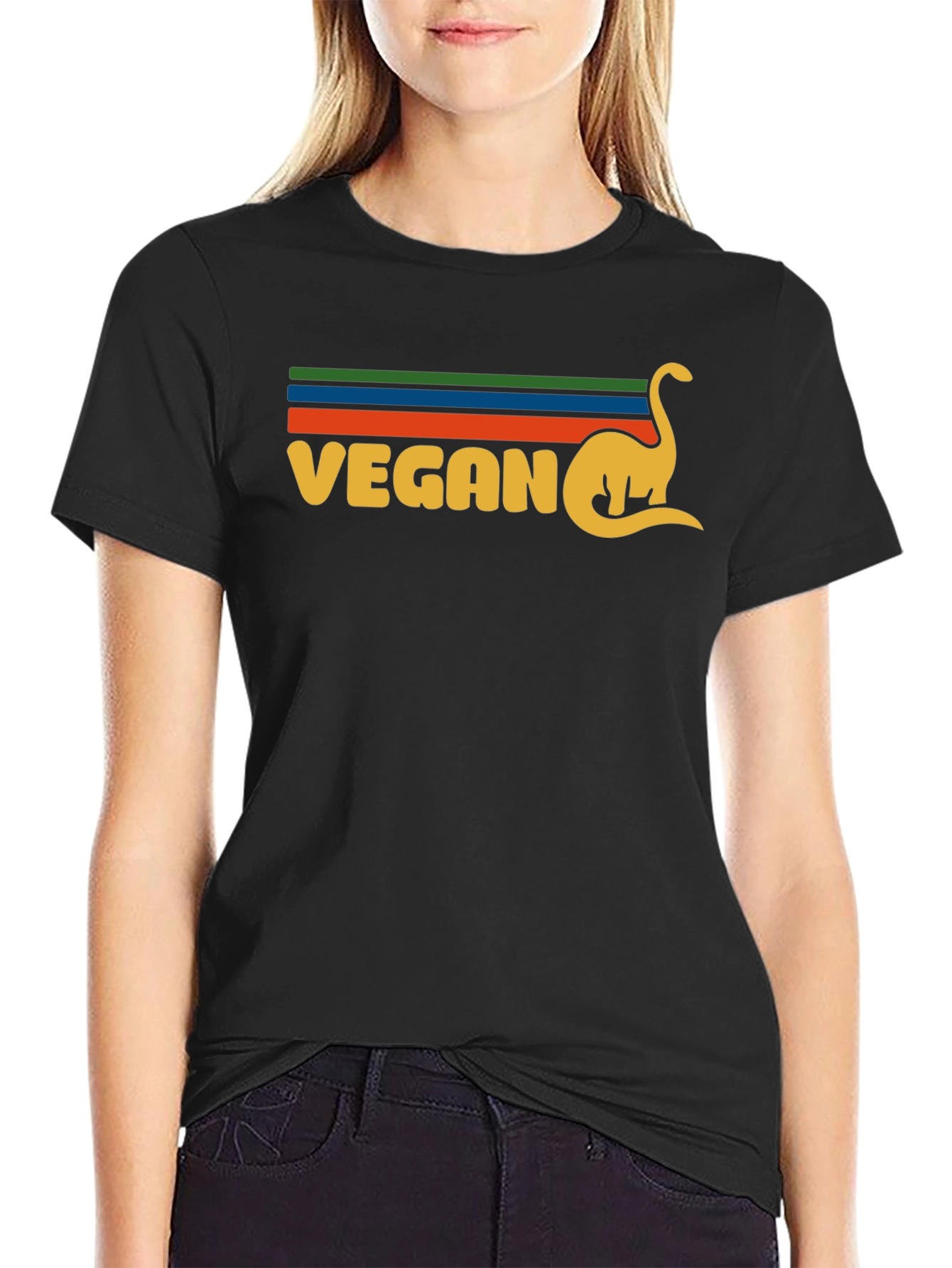 Vegan Dinosaur Graphic T-Shirt Retro Design