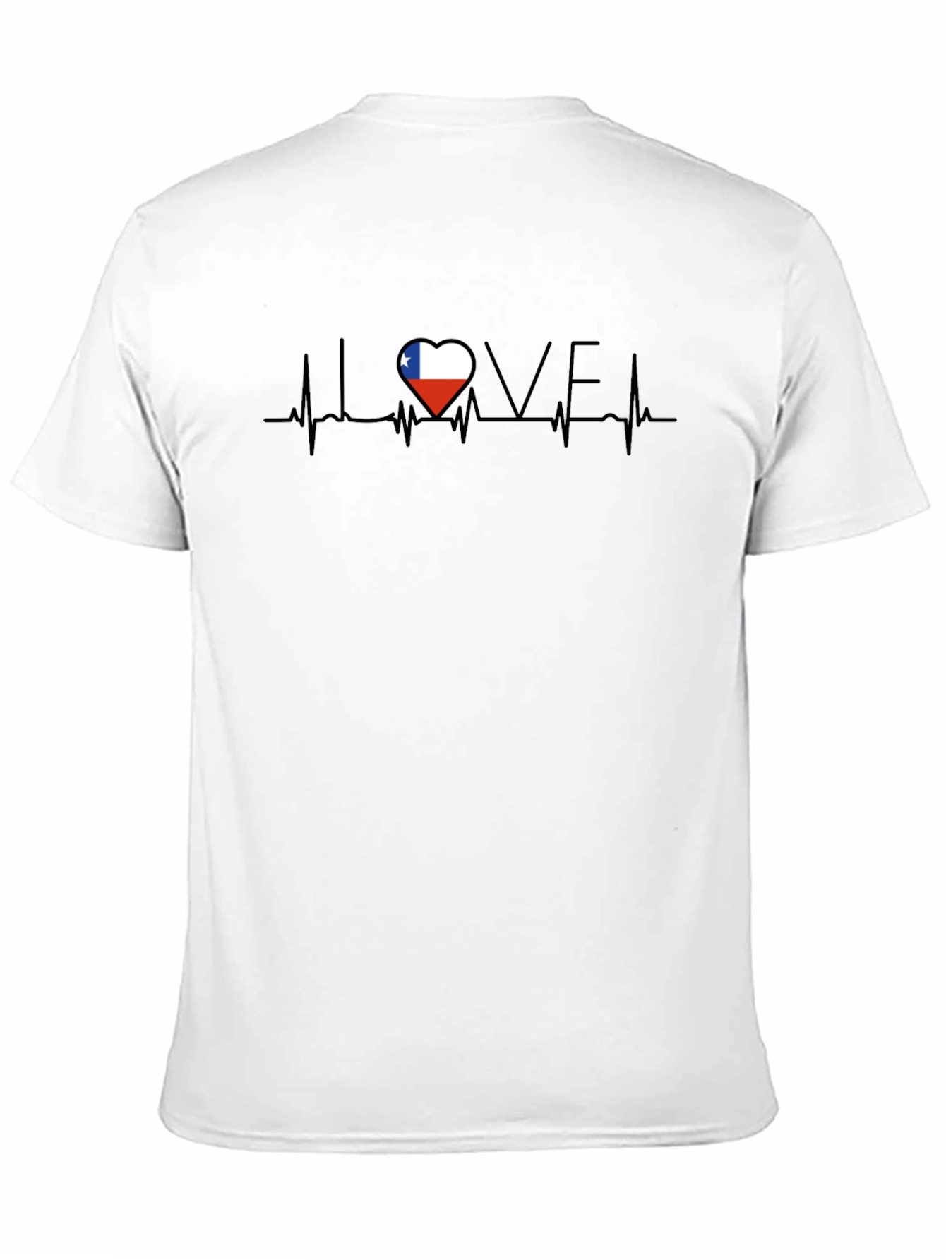Chile Flag Heartbeat Love T-Shirt - Black
