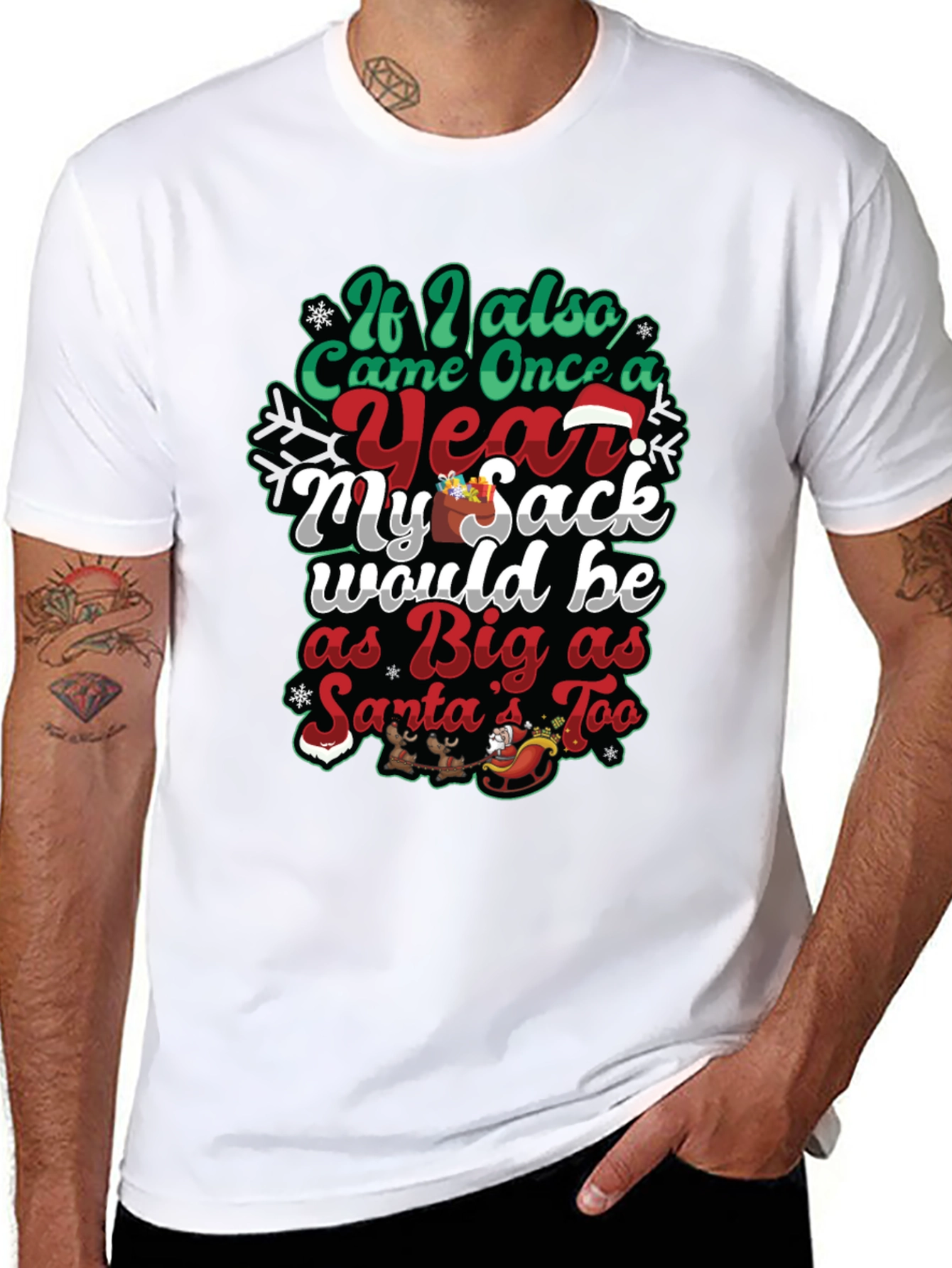 Humorous Christmas Santa Sack Graphic Tee