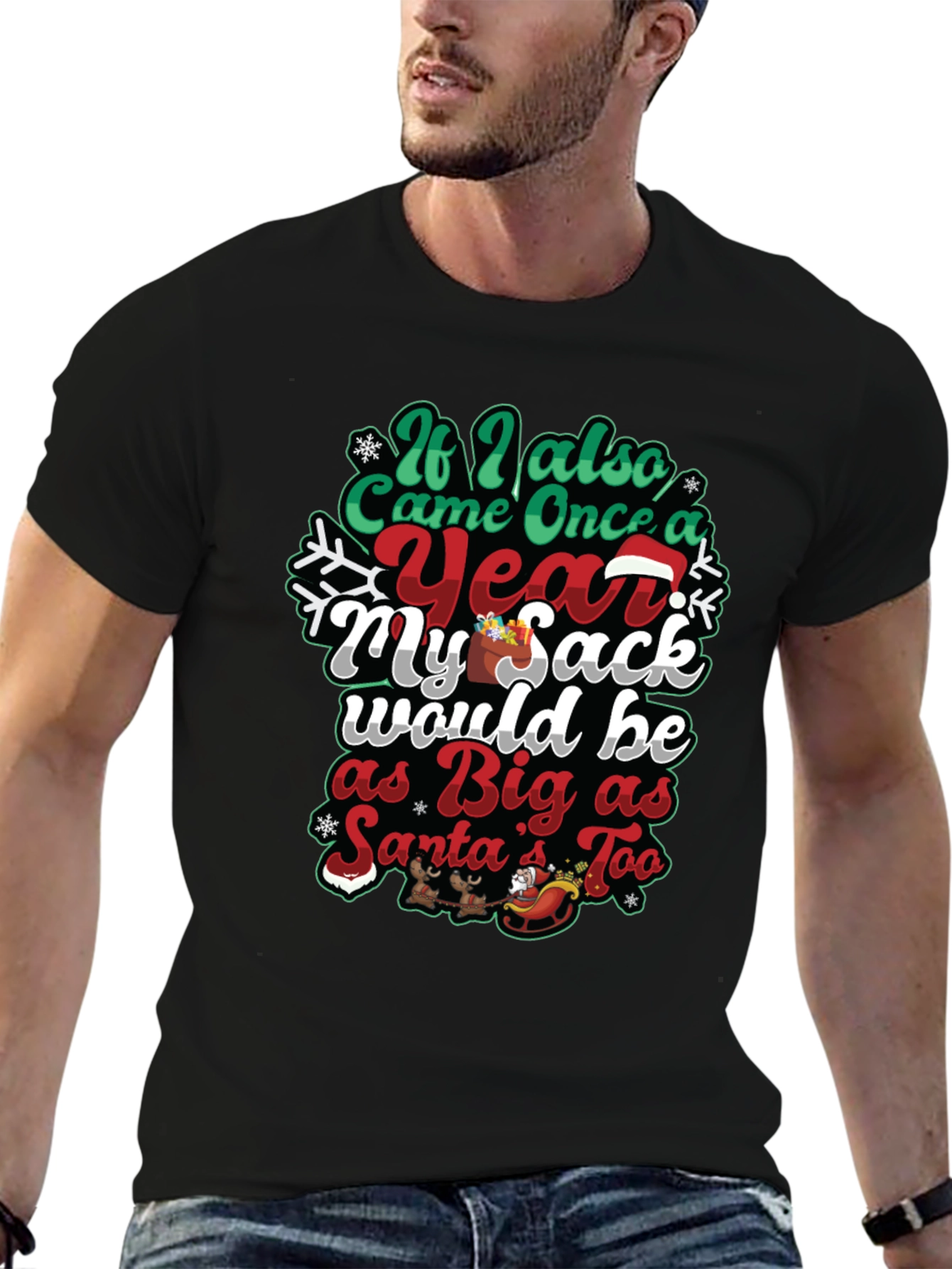 Humorous Christmas Santa Sack Graphic Tee