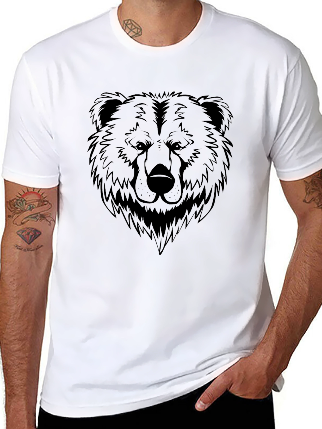 Black Bear Graphic Tee - Stylish Animal Print Shirt