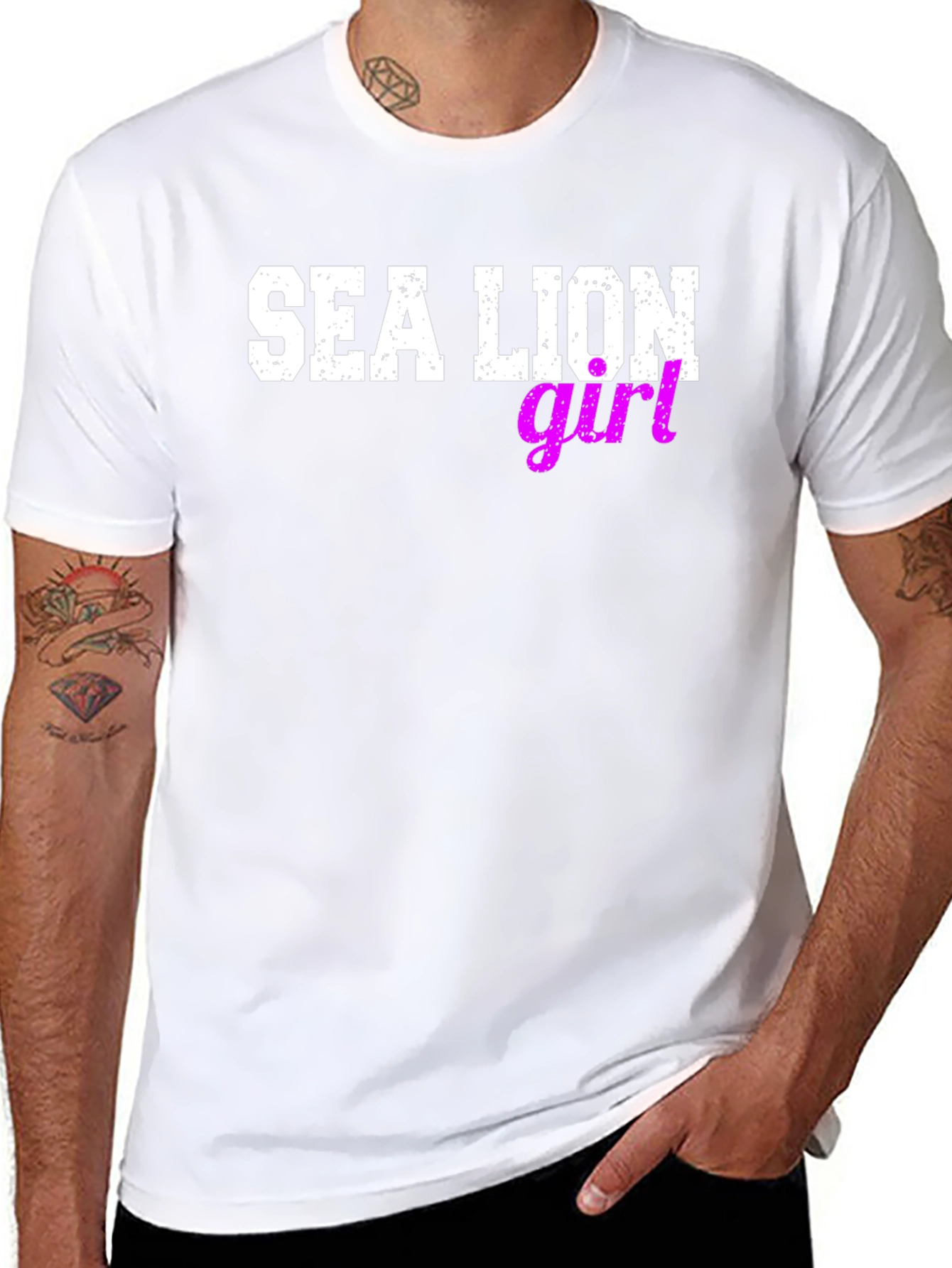 Sea Lion Girl Graphic Tee - Black