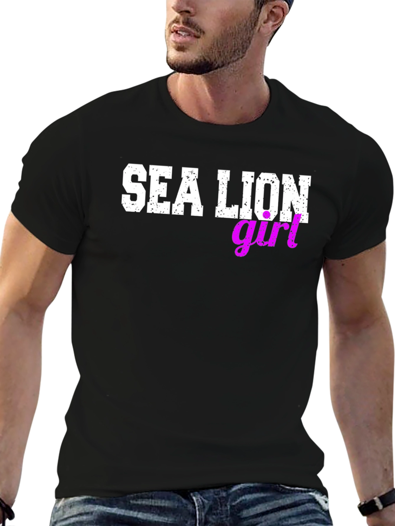 Sea Lion Girl Graphic Tee - Black