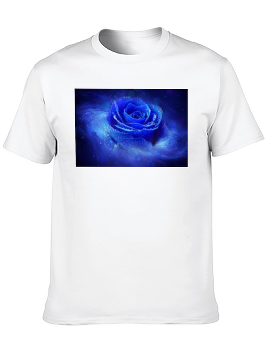 Black T-Shirt with Galaxy Rose Print