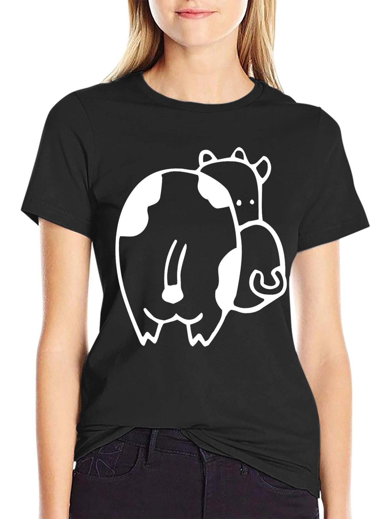Funny Cow Butt T-Shirt - Black Graphic Tee