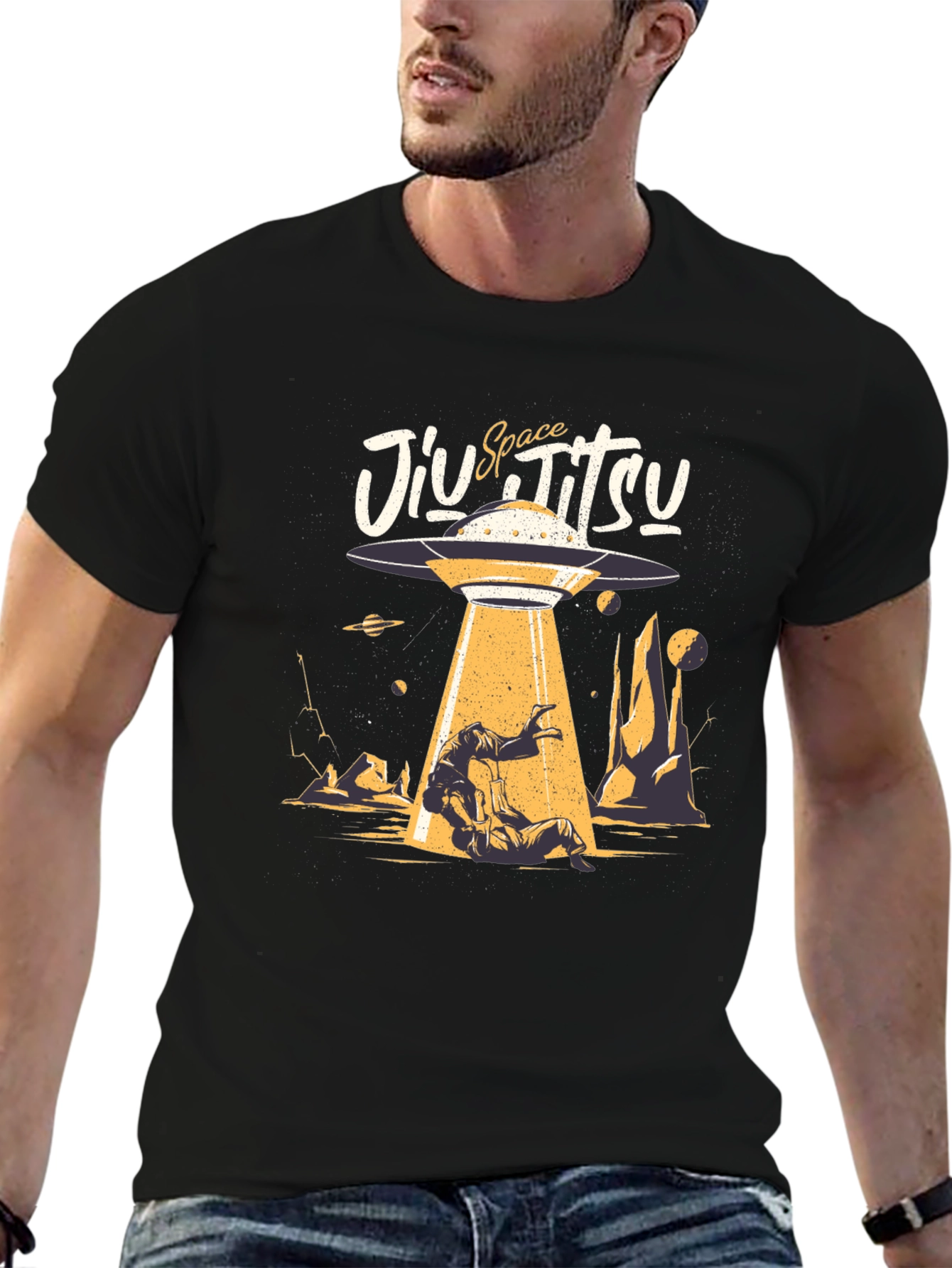 Space Jiu Jitsu Black Graphic Tee