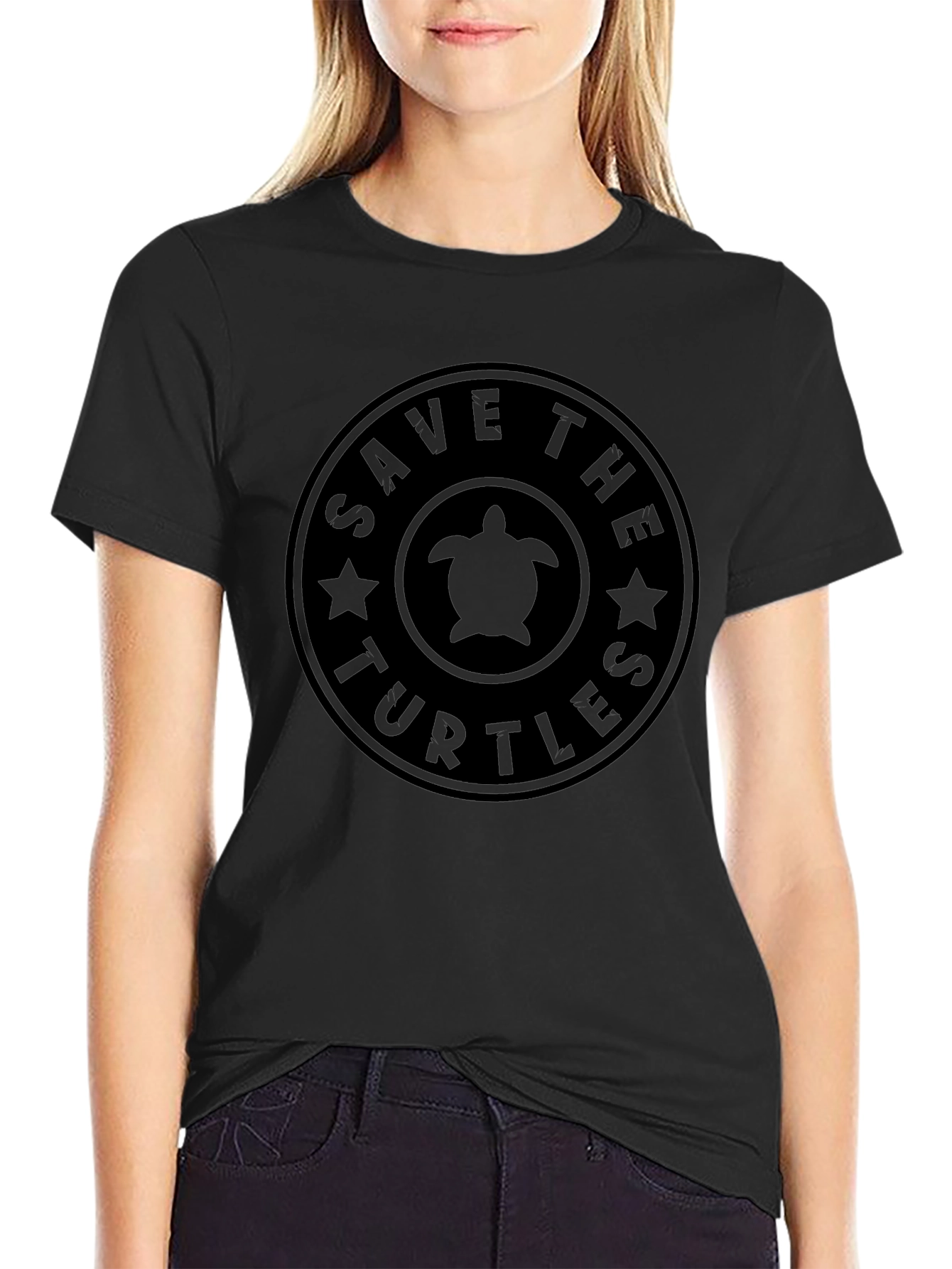 Save The Turtles Graphic T-Shirt - Black Cotton Tee