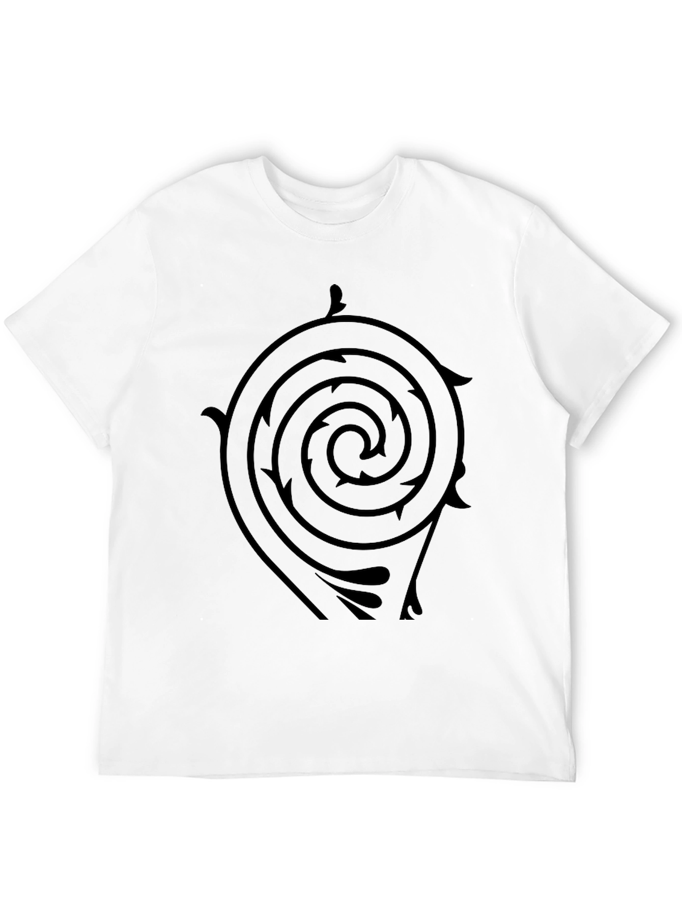 Black T-Shirt with Spiral Arrow Design