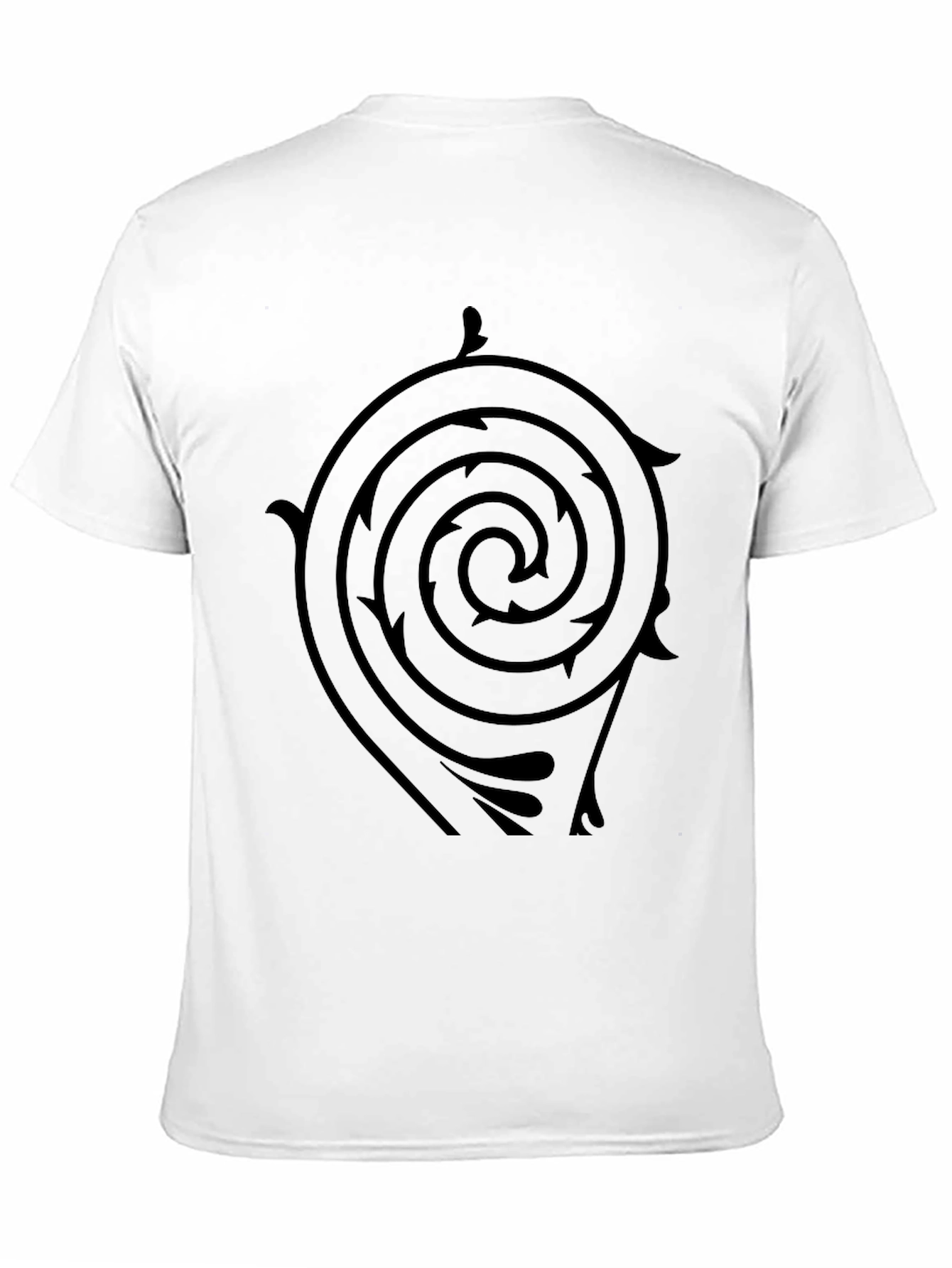Black T-Shirt with Spiral Arrow Design