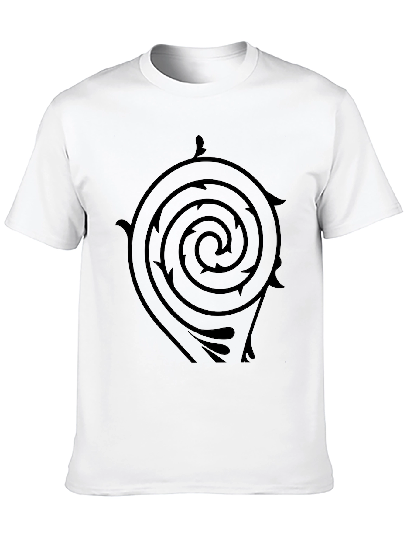 Black T-Shirt with Spiral Arrow Design
