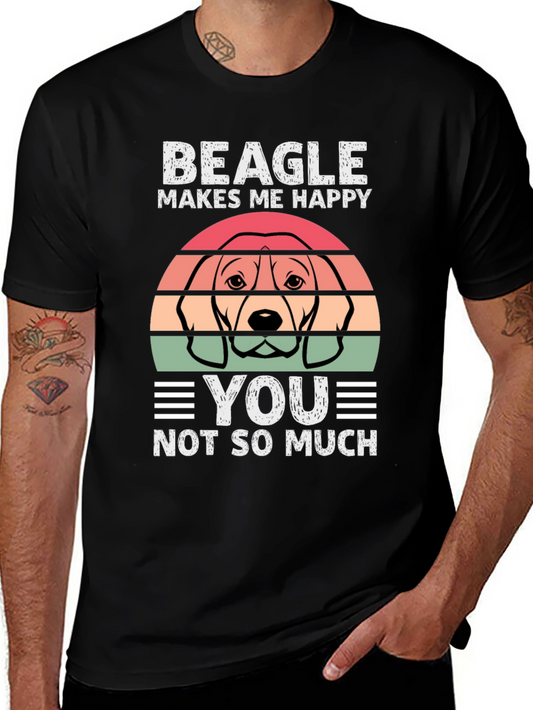 Beagle Makes Me Happy Graphic T-Shirt