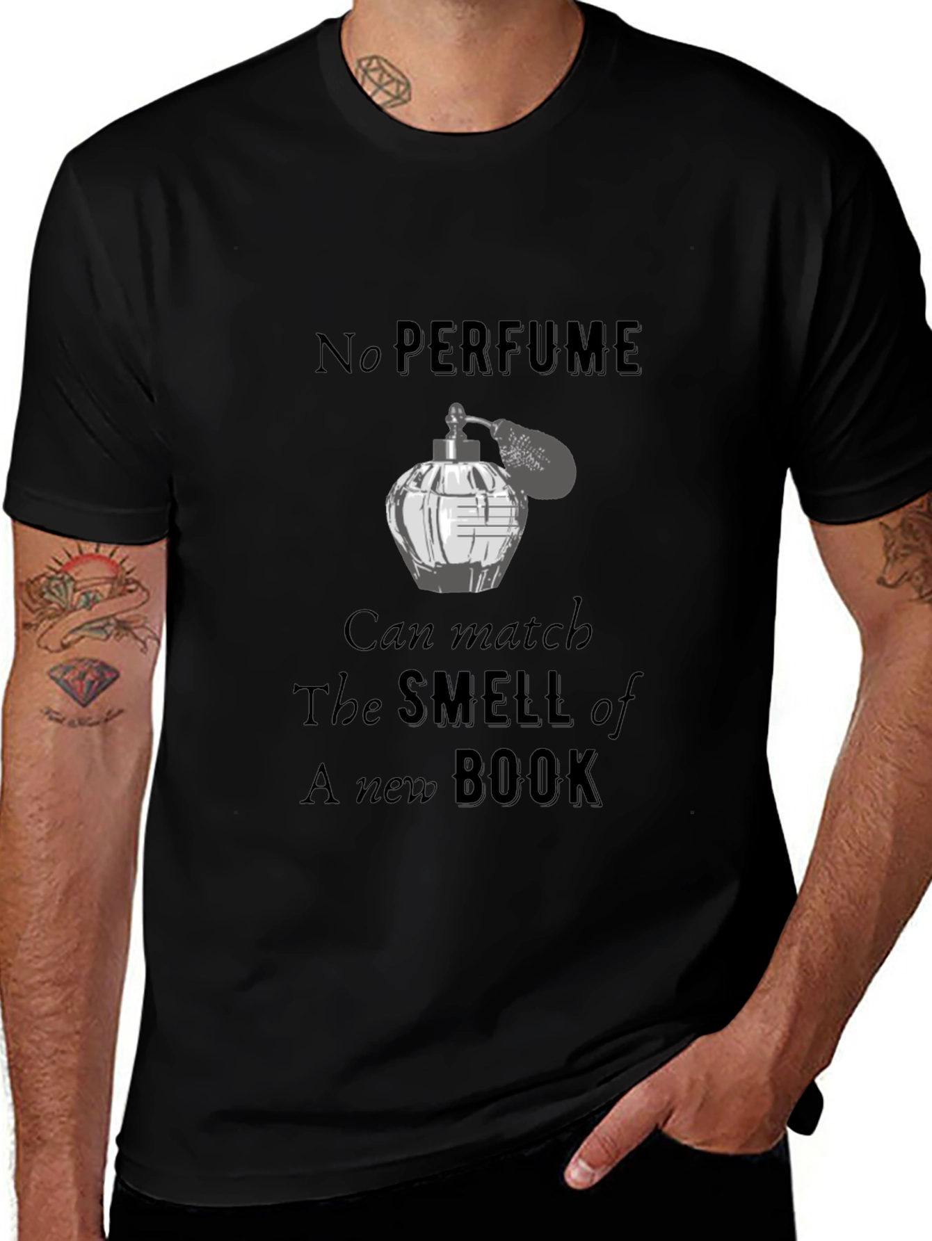 No Perfume New Book T-Shirt Black Cotton Tee
