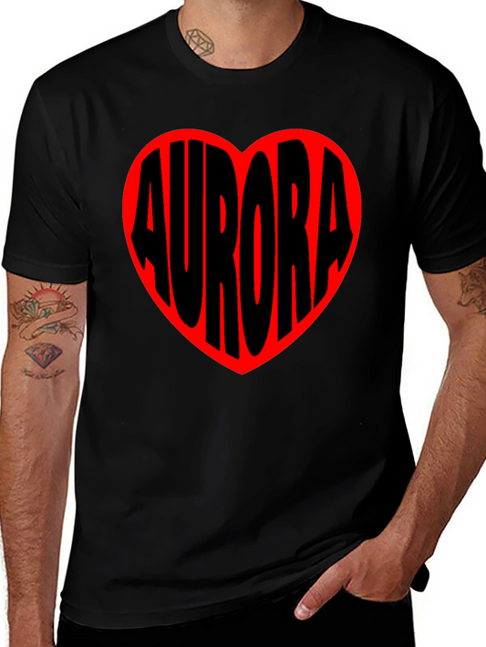 Aurora Heart T-Shirt - Black Crew Neck