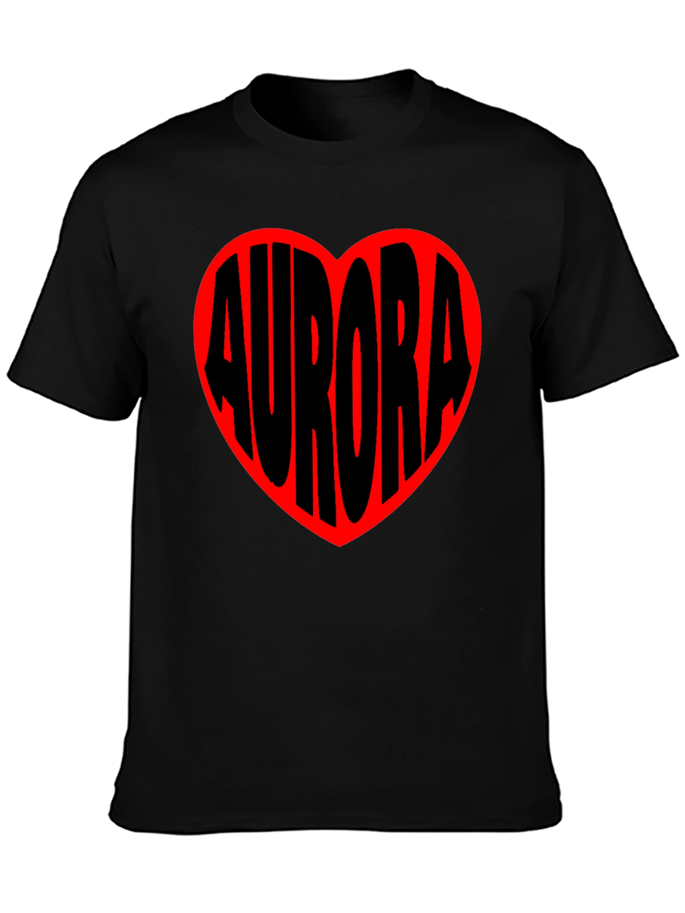Aurora Heart T-Shirt - Black Crew Neck