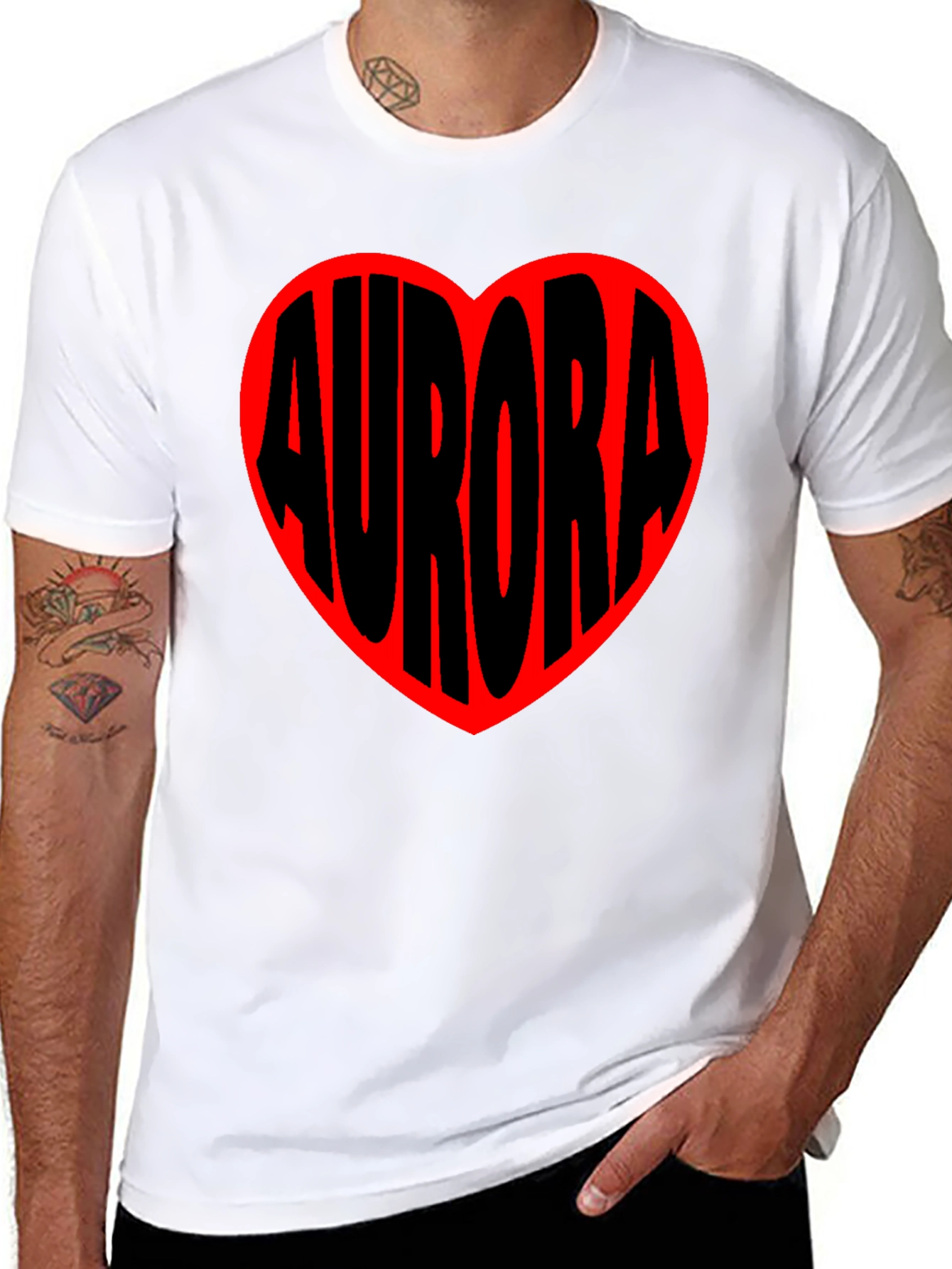 Aurora Heart T-Shirt - Black Crew Neck