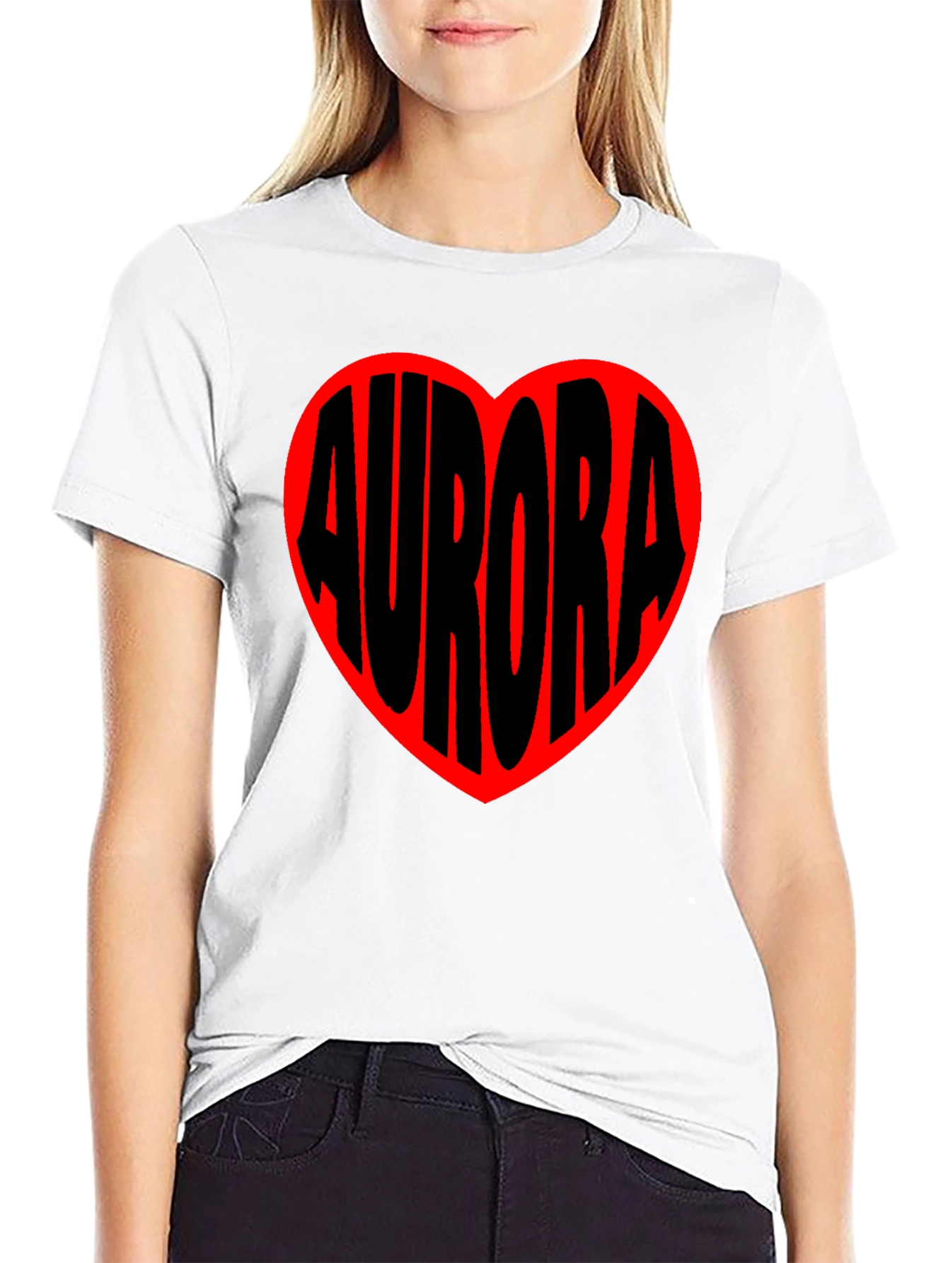 Aurora Heart T-Shirt - Black Crew Neck