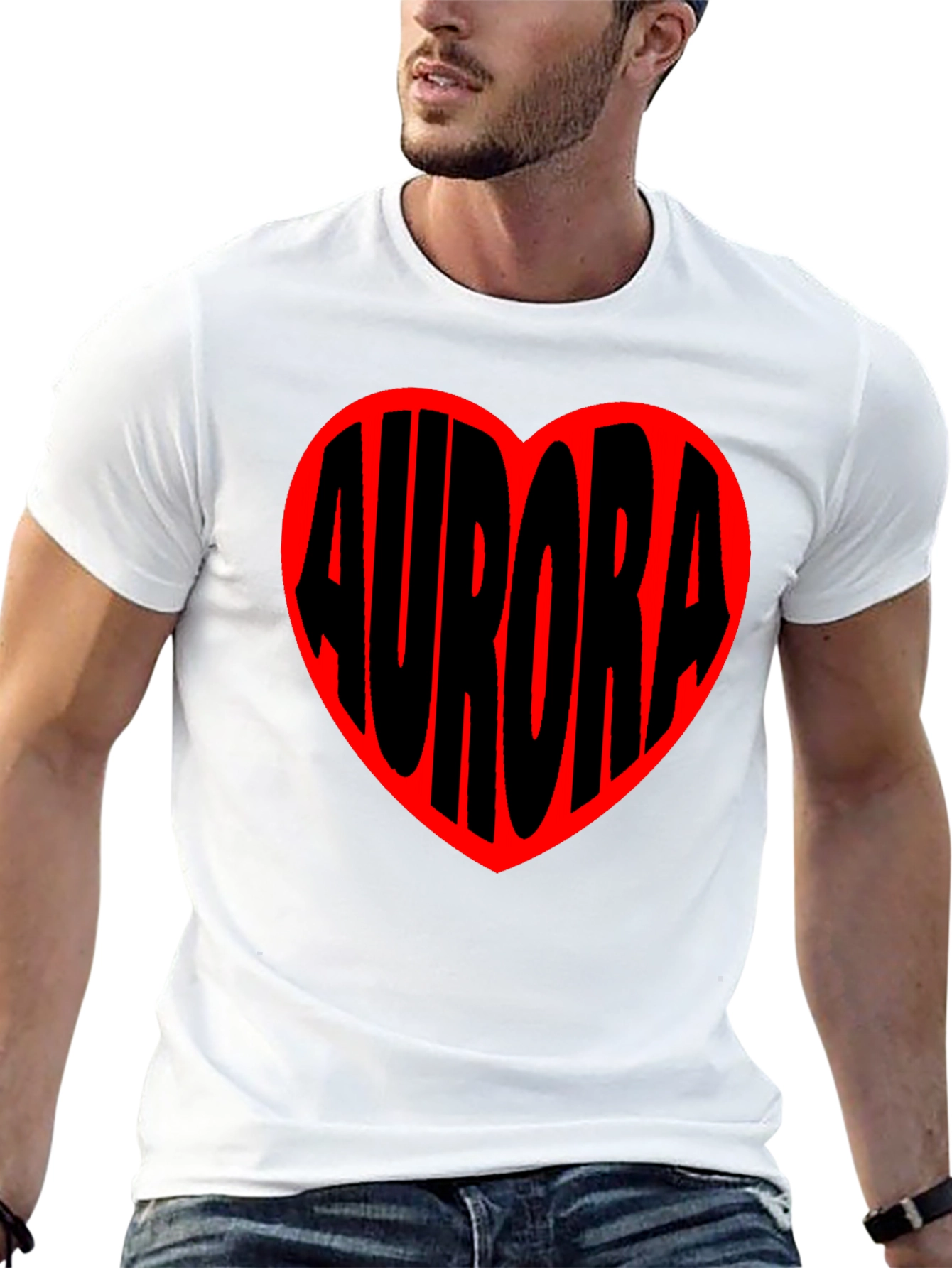 Aurora Heart T-Shirt - Black Crew Neck