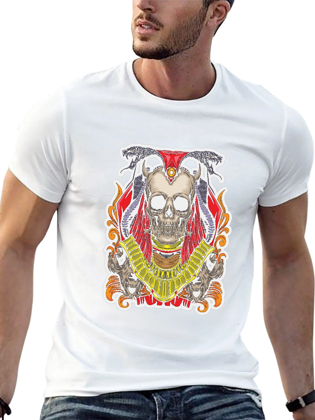 Skull Pharaoh Graphic Tee - Mens Black T-Shirt