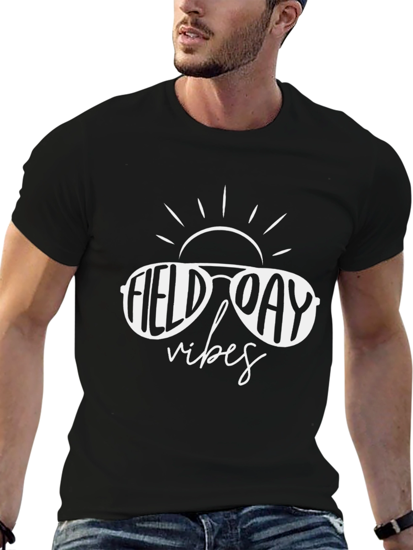 Field Day Vibes Graphic T-Shirt - Black Cotton Blend