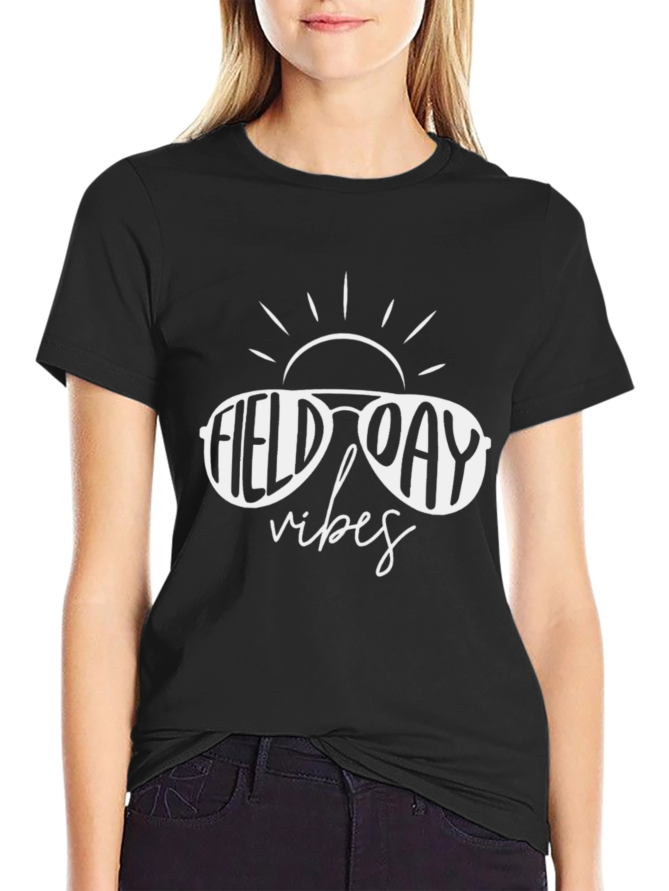 Field Day Vibes Graphic T-Shirt - Black Cotton Blend