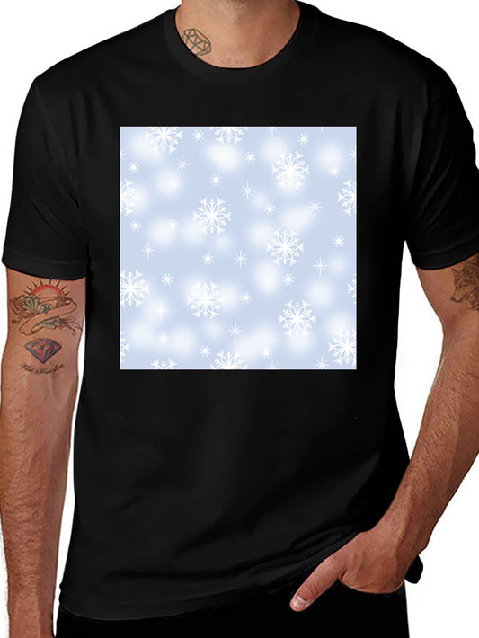 Snowflake Pattern T-Shirt - Winter Holiday Style