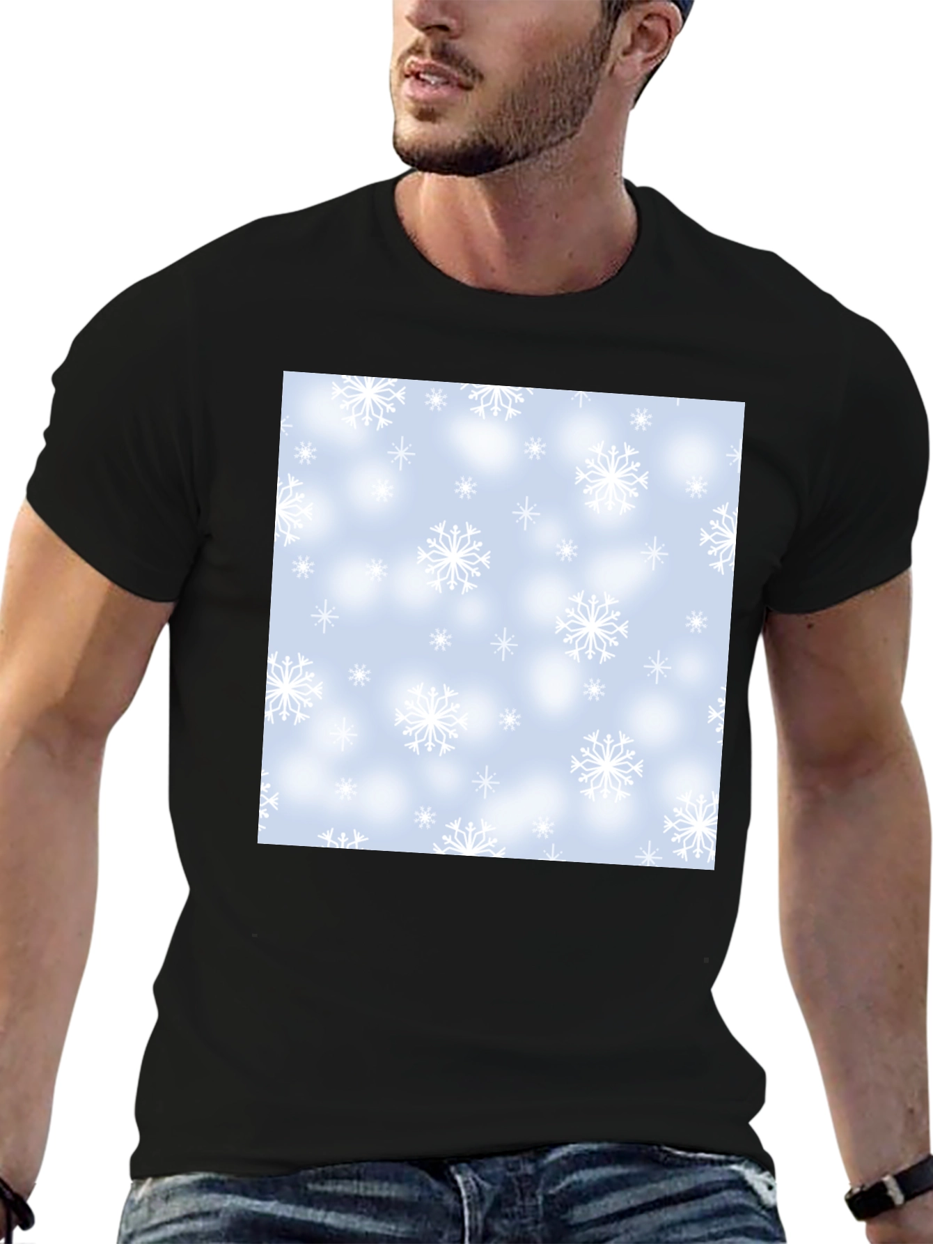Snowflake Pattern T-Shirt - Winter Holiday Style
